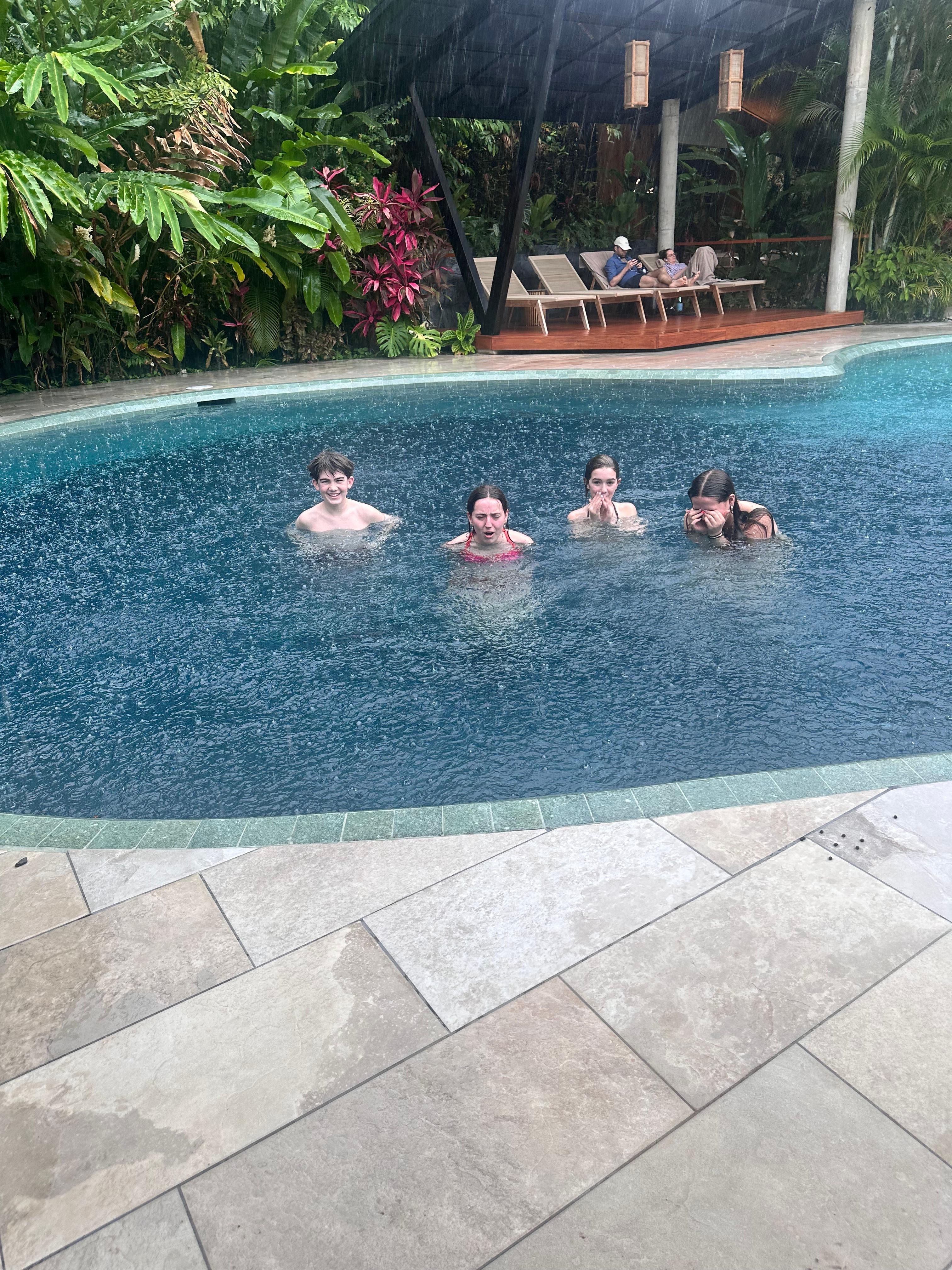 Even the rain was enjoyable in the pool!