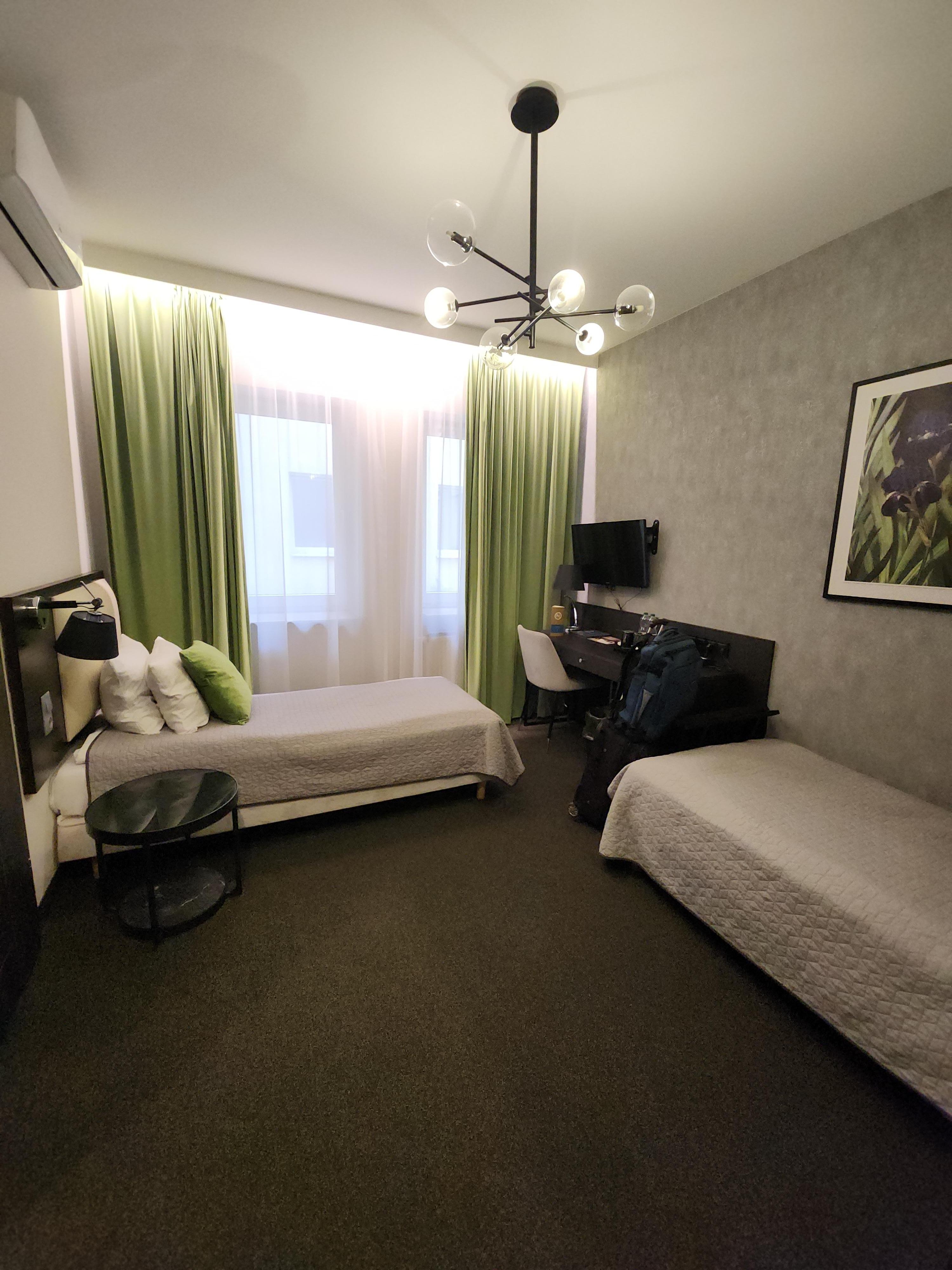 the twin room on 1st floor. It is ok.  Small. Not super clean. I moved because of the noisy party. 