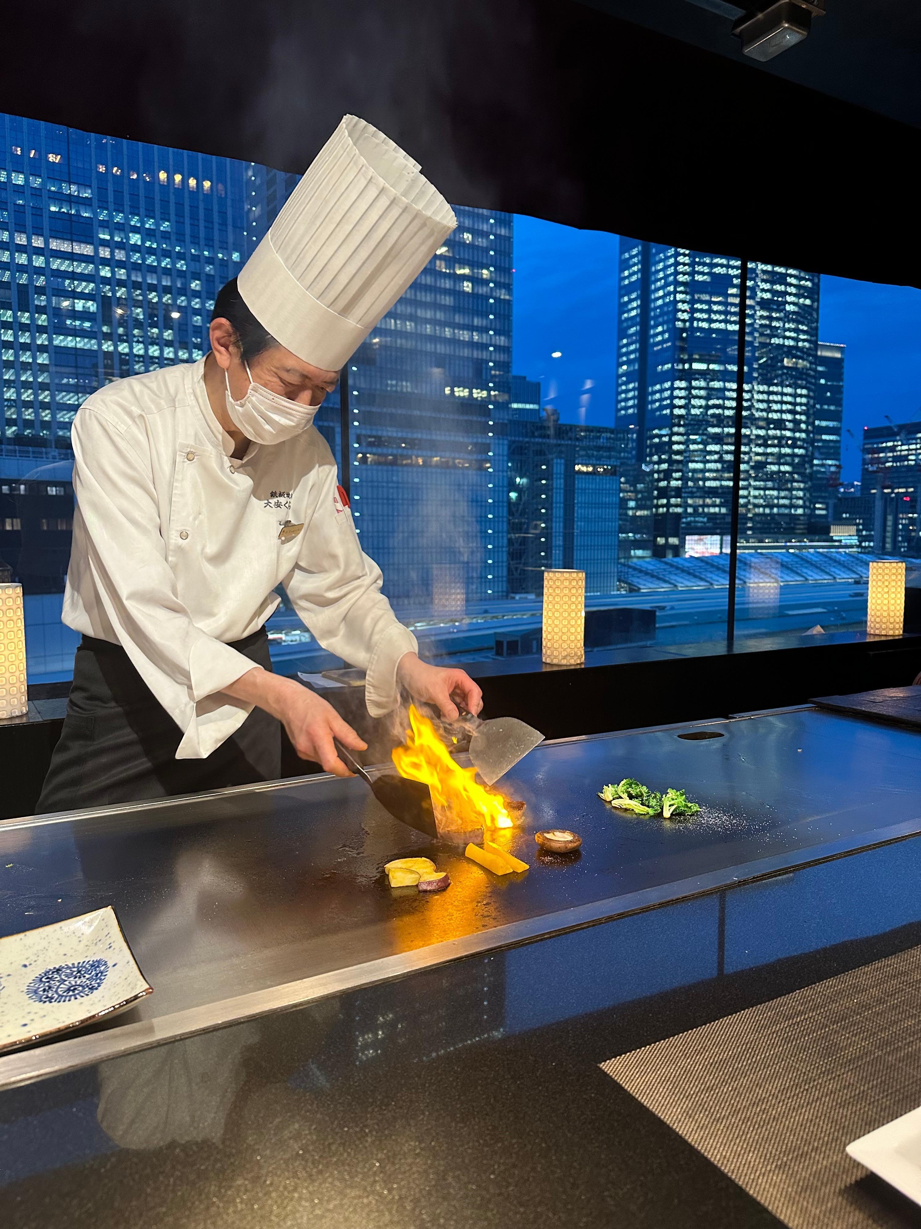 Our chef at the Daian Club, a teppanyaki restaurant which serves premium grilled wagyu beef.
