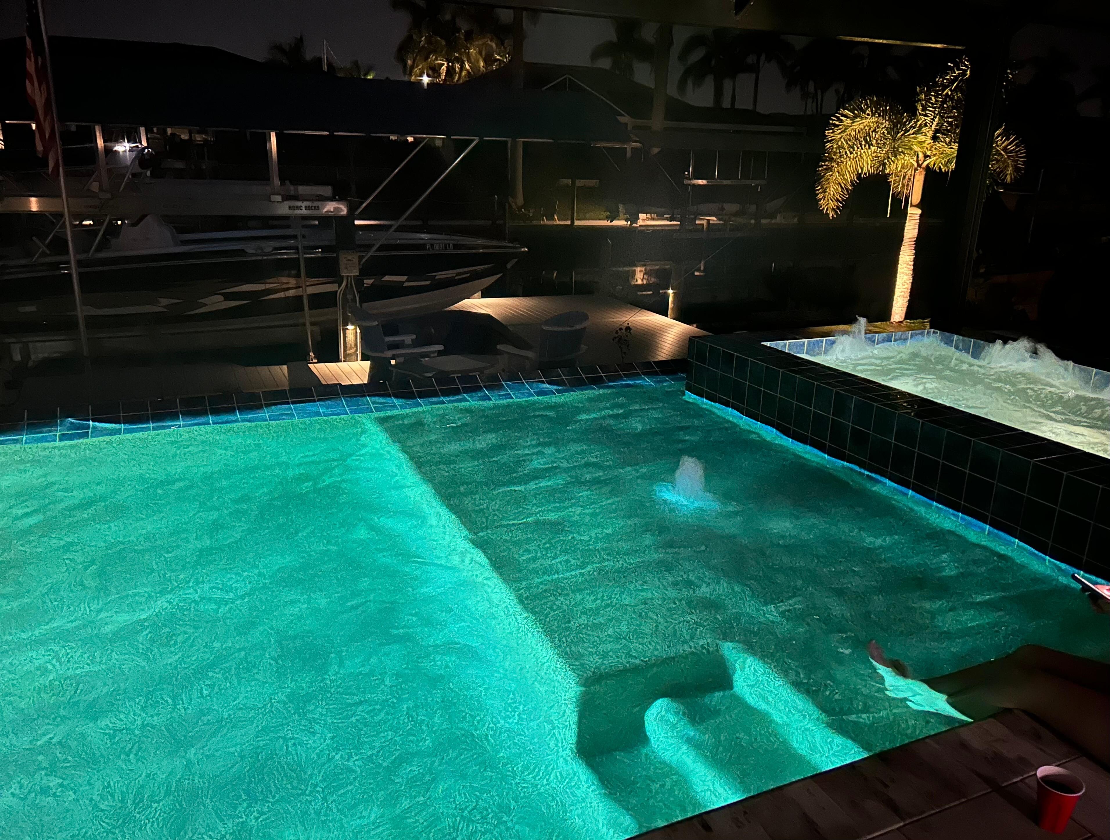 Pool with different lights