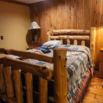 Down stairs bedroom which had walk out to hot tub, asks it's own bathroom.