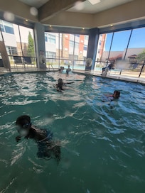 Enjoying the indoor pool