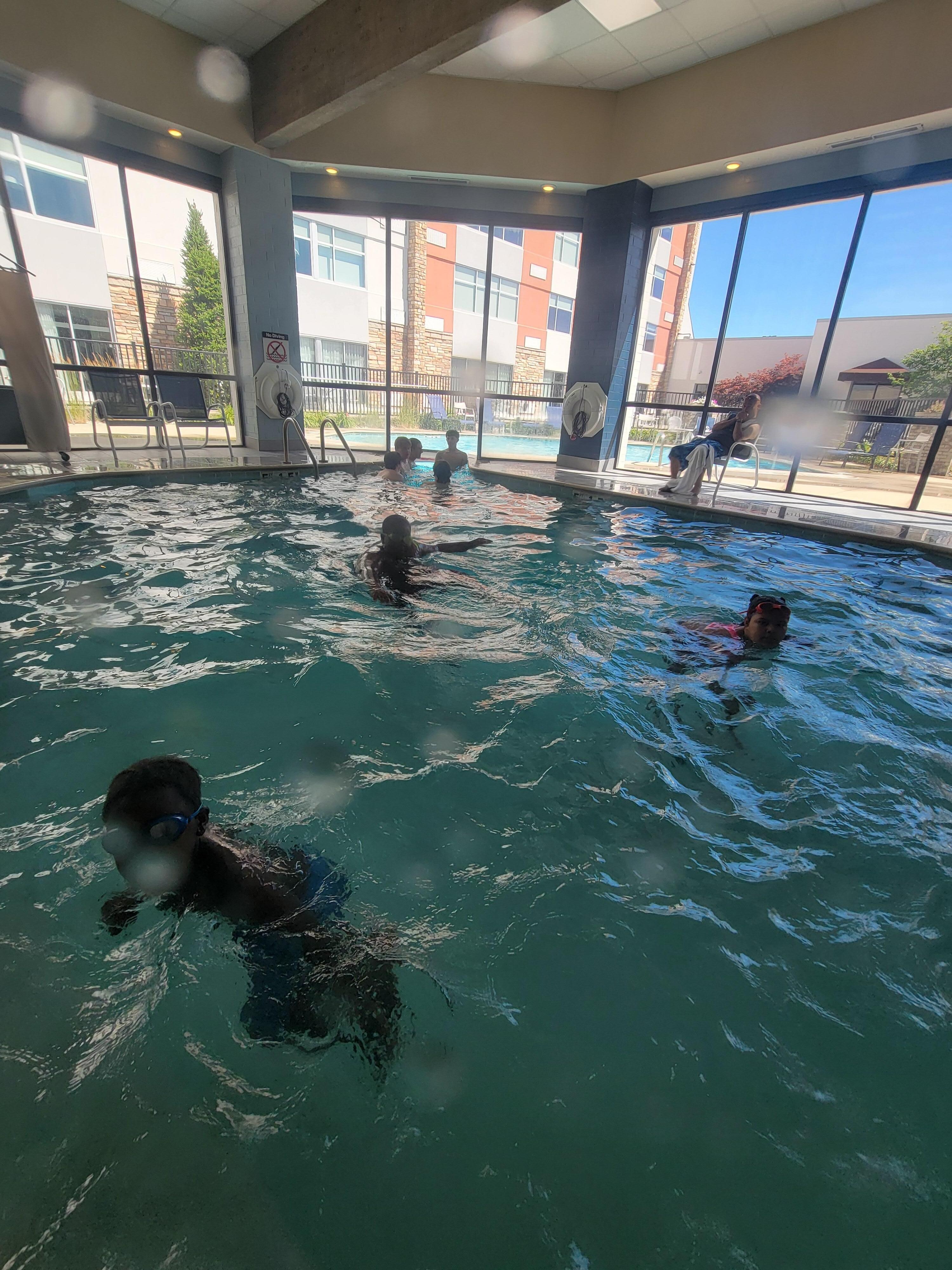 Enjoying the indoor pool
