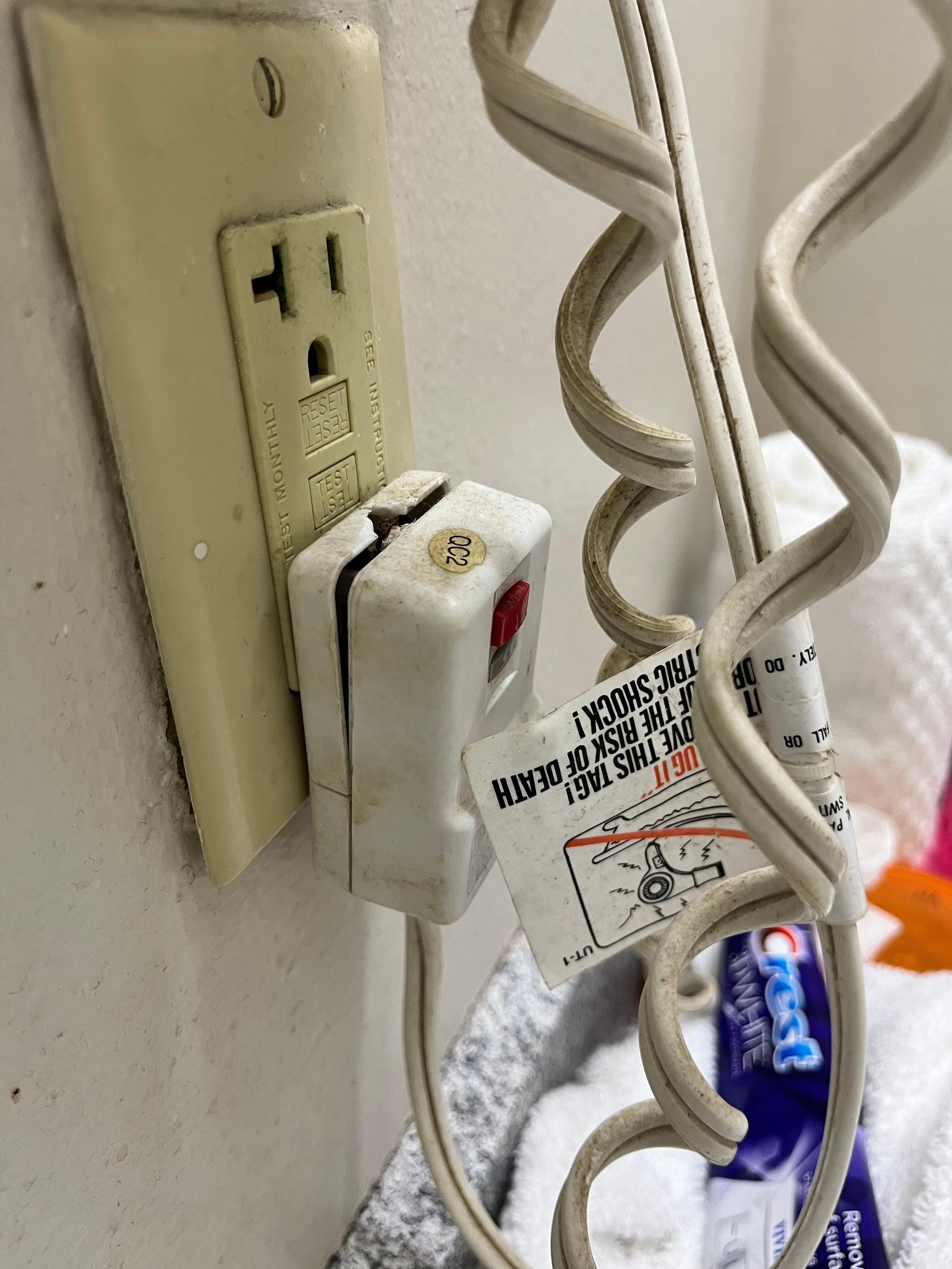 Broken, exploded hair dryer.