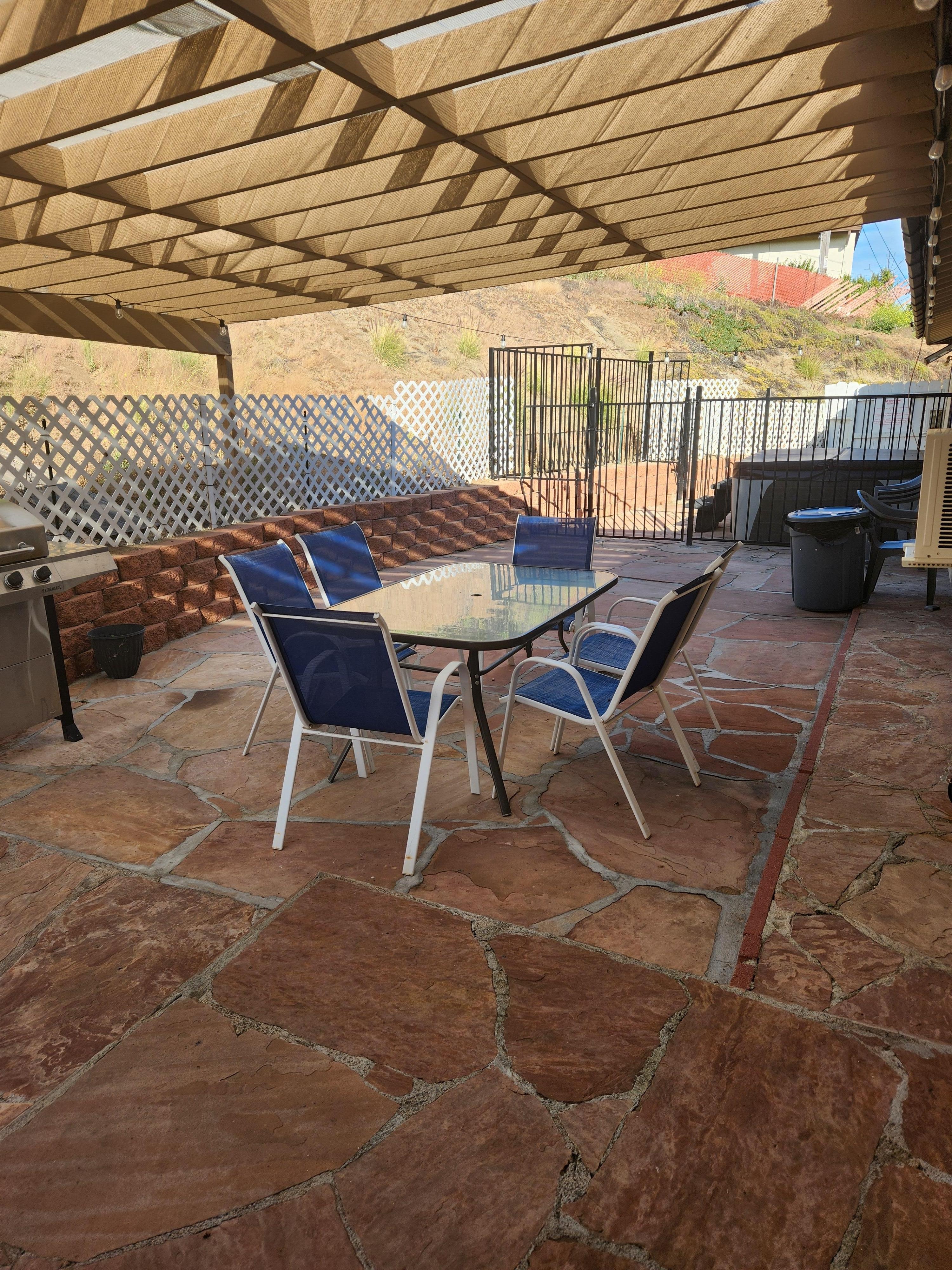 Patio and hot tub
