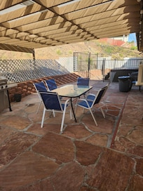 Patio and hot tub