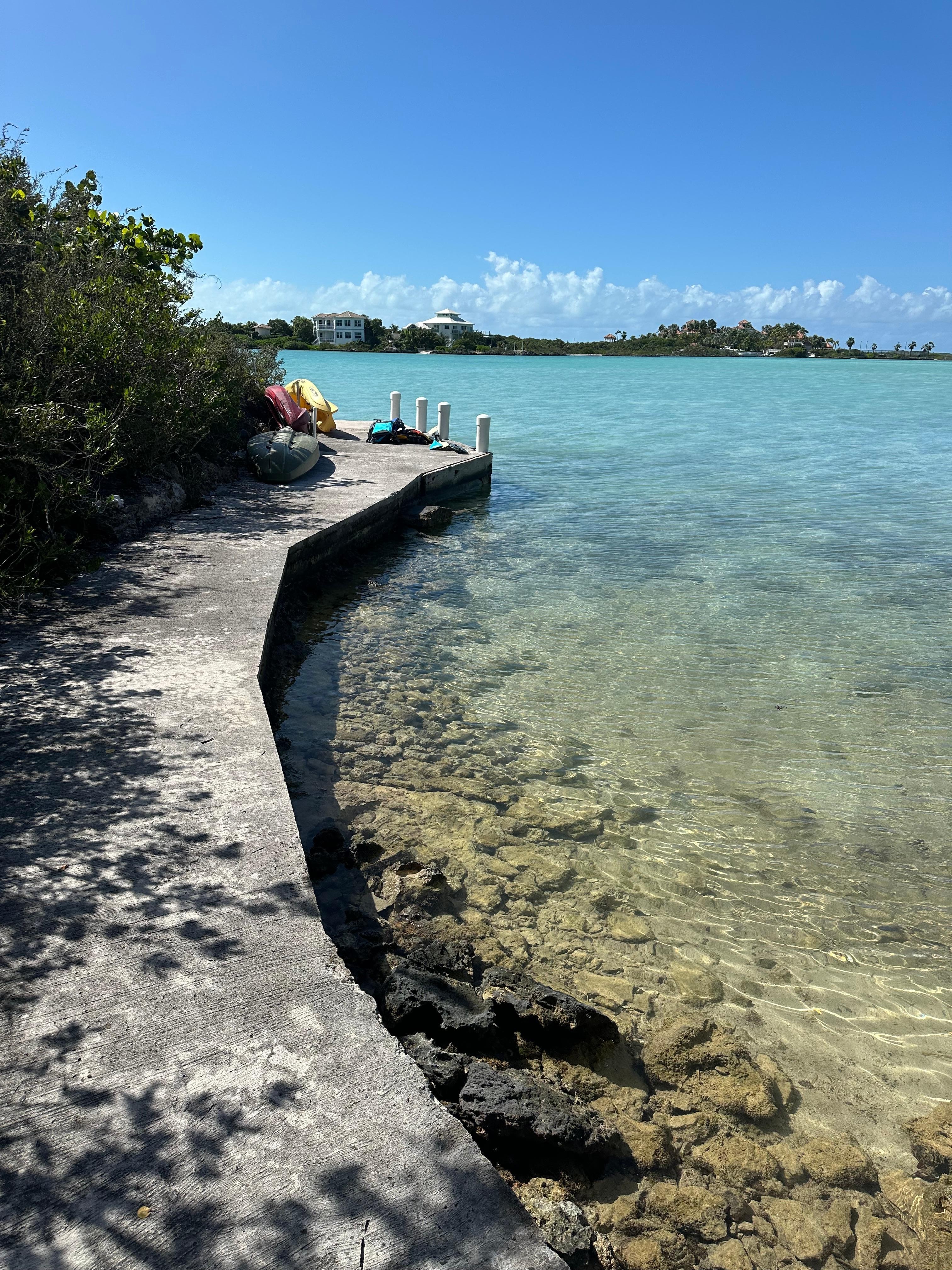 The private pier to enter kayaks and stand up paddle boards. 