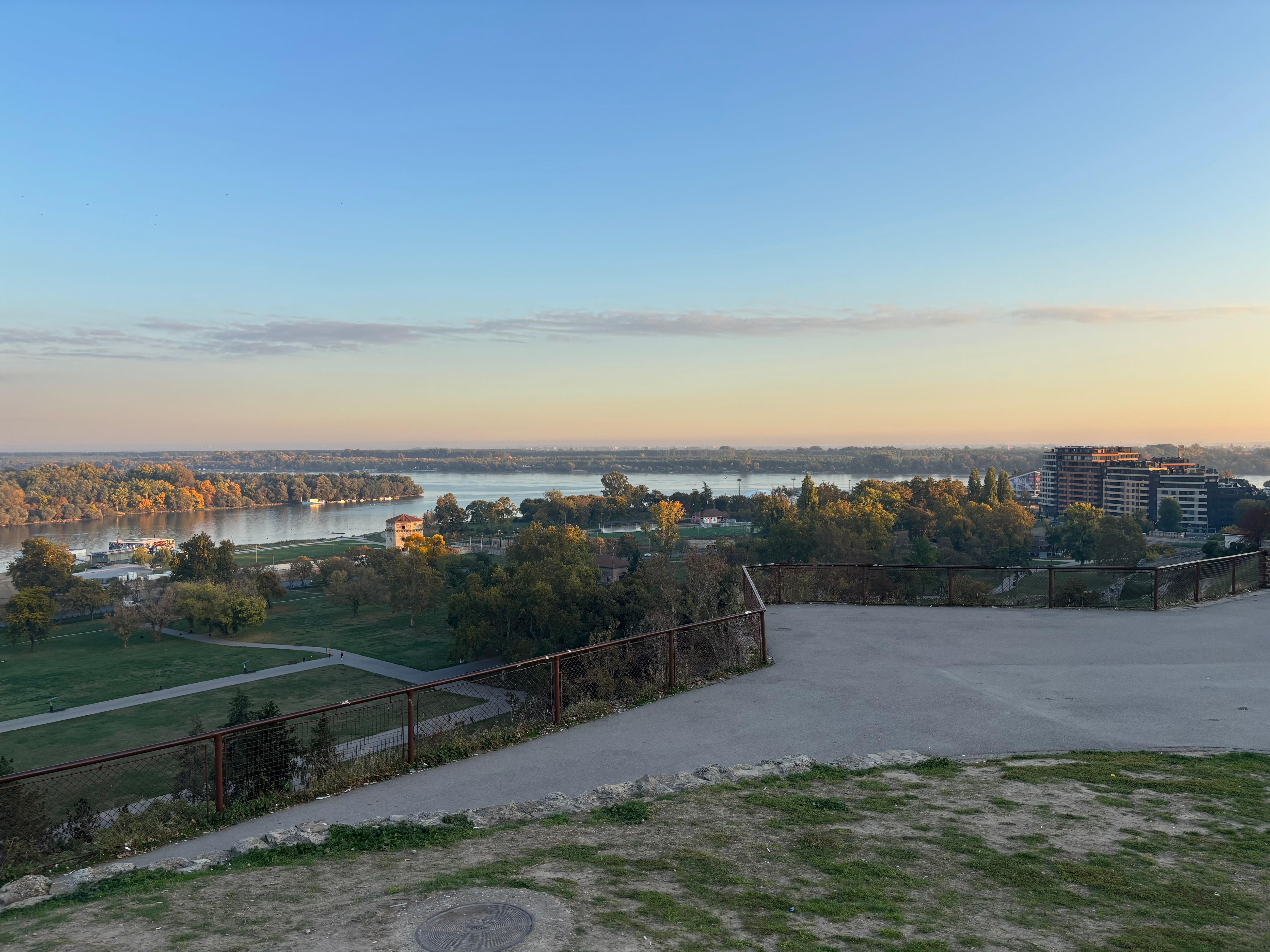 View from the backside of the castle over river and skyline of the city 