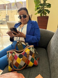 My sister in the lobby