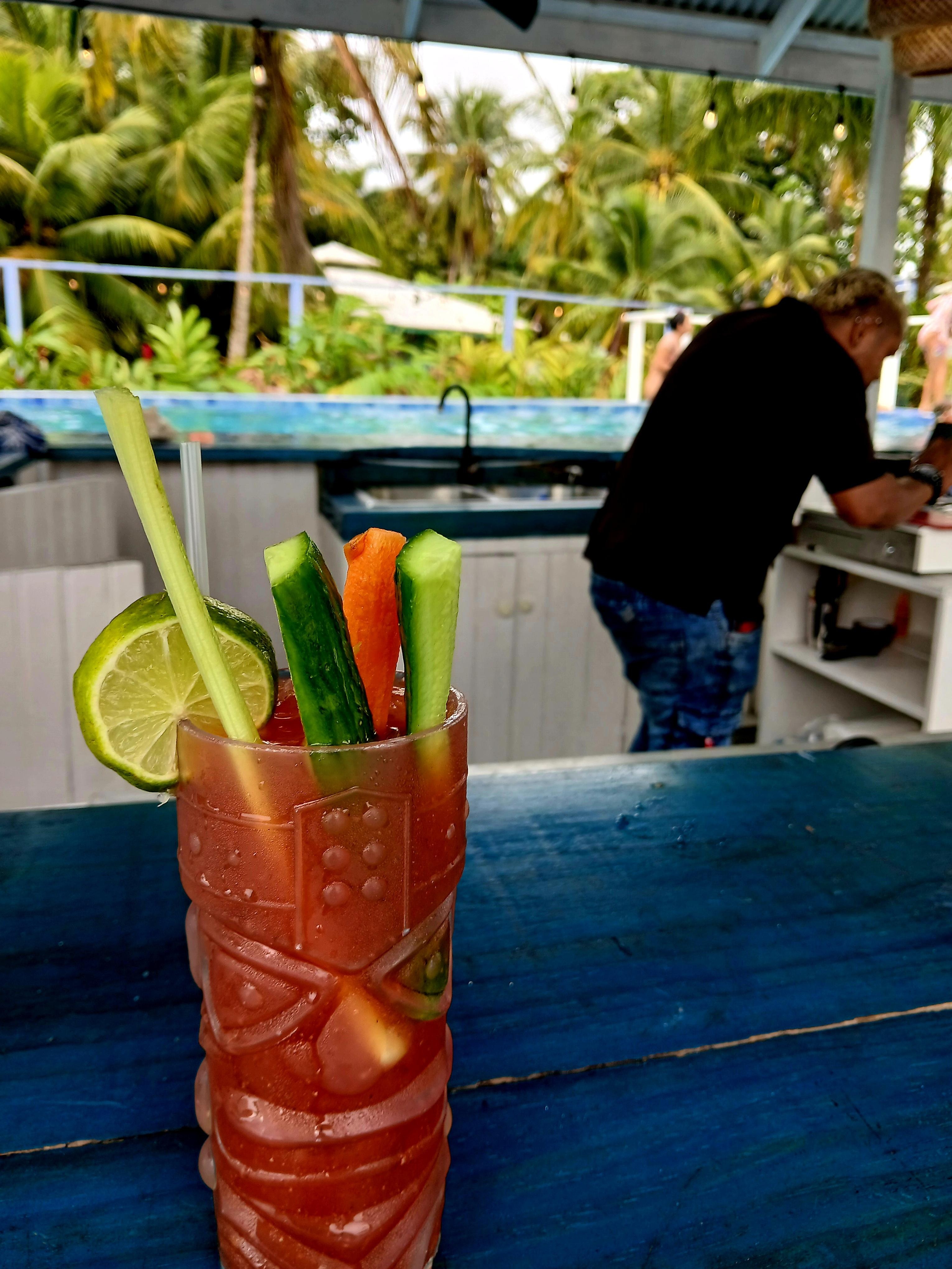 The famous bloody mary's poolside