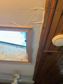 To the right of the skylight window here is the only smoke detector I saw.