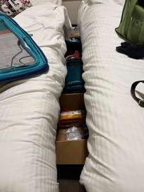 Space between the beds.