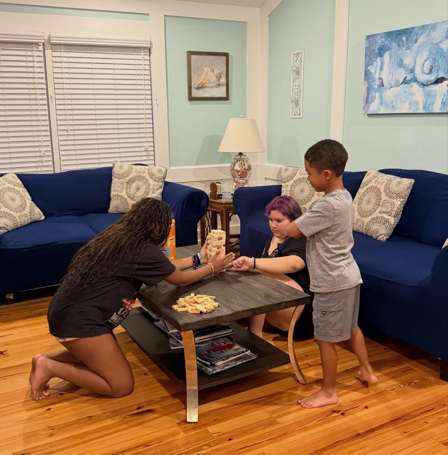 Kids enjoyed some of the games provided at the house. 