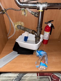 The bucket under the sink because there was a constant leak.