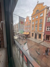 View from the window… this area becomes very lively from lunchtime into the evening!