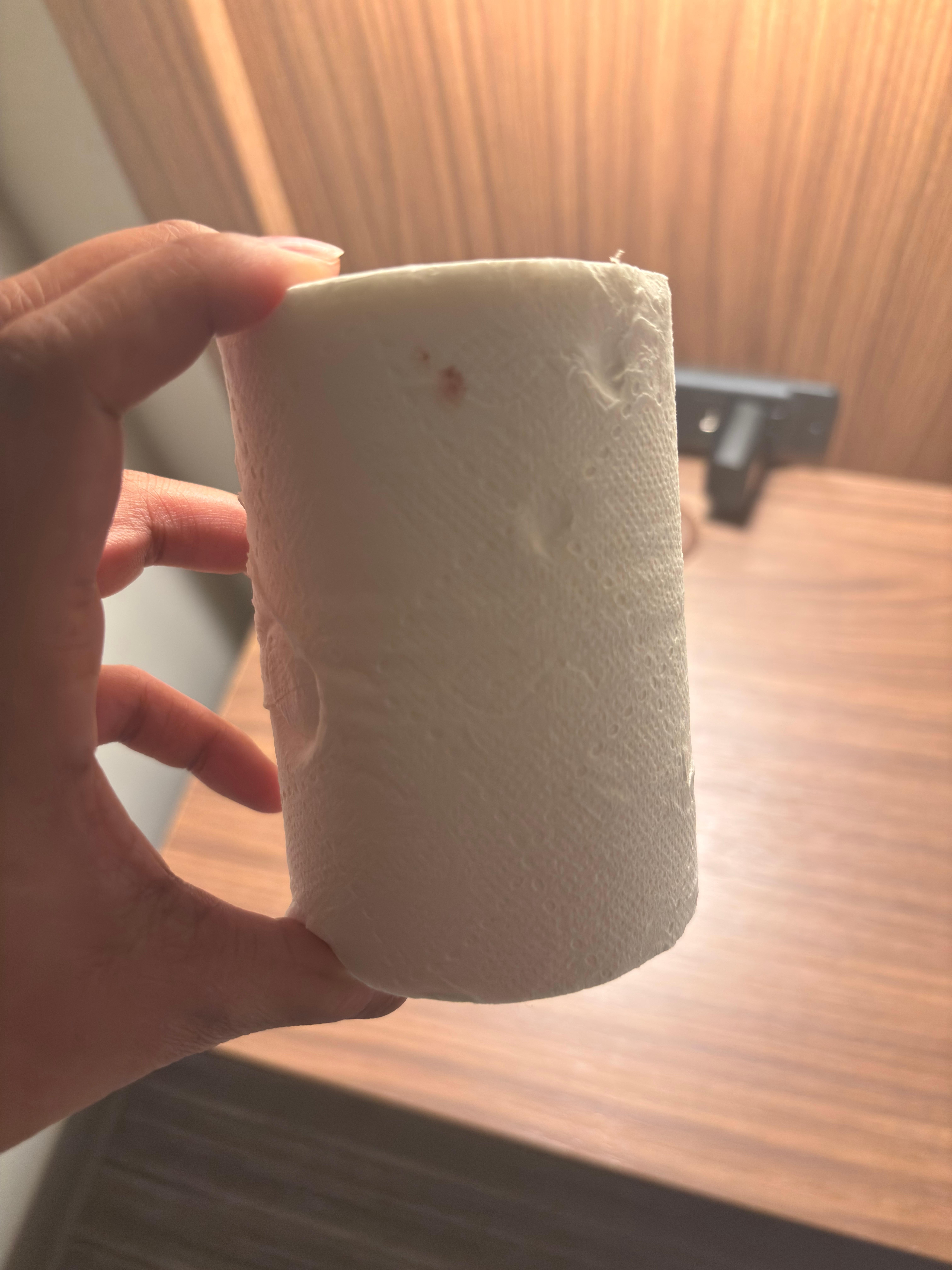 Blood on the tissue in the restroom