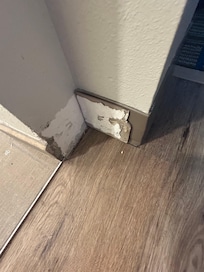 The molding on the door frame that stops the barn door from closing all the way, but also makes it get stuck