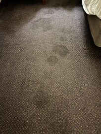 Carpet by side of bed