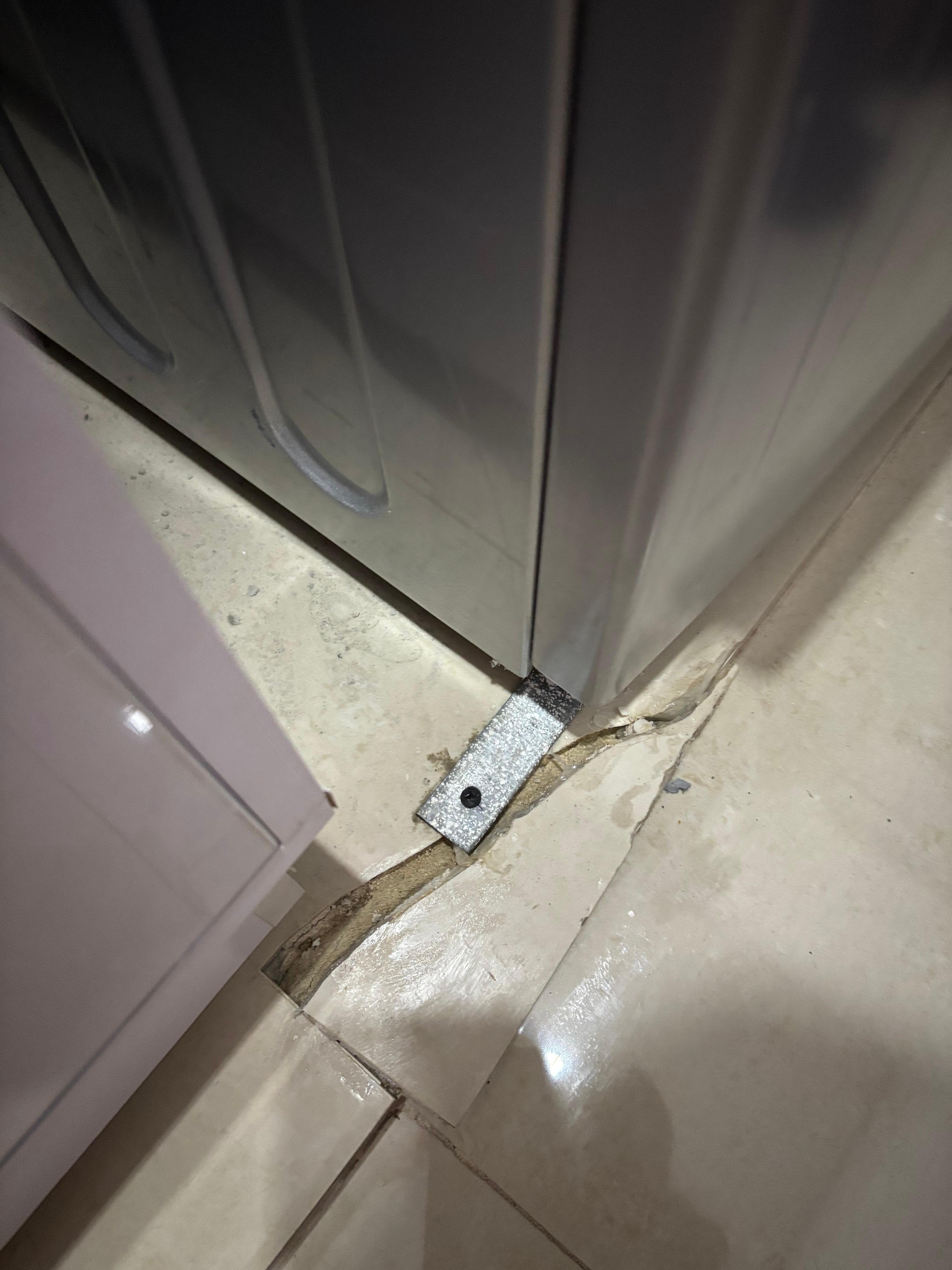 Our washer kept tipping over we called maintenance and he ended up breaking the marble and it still kept tipping over