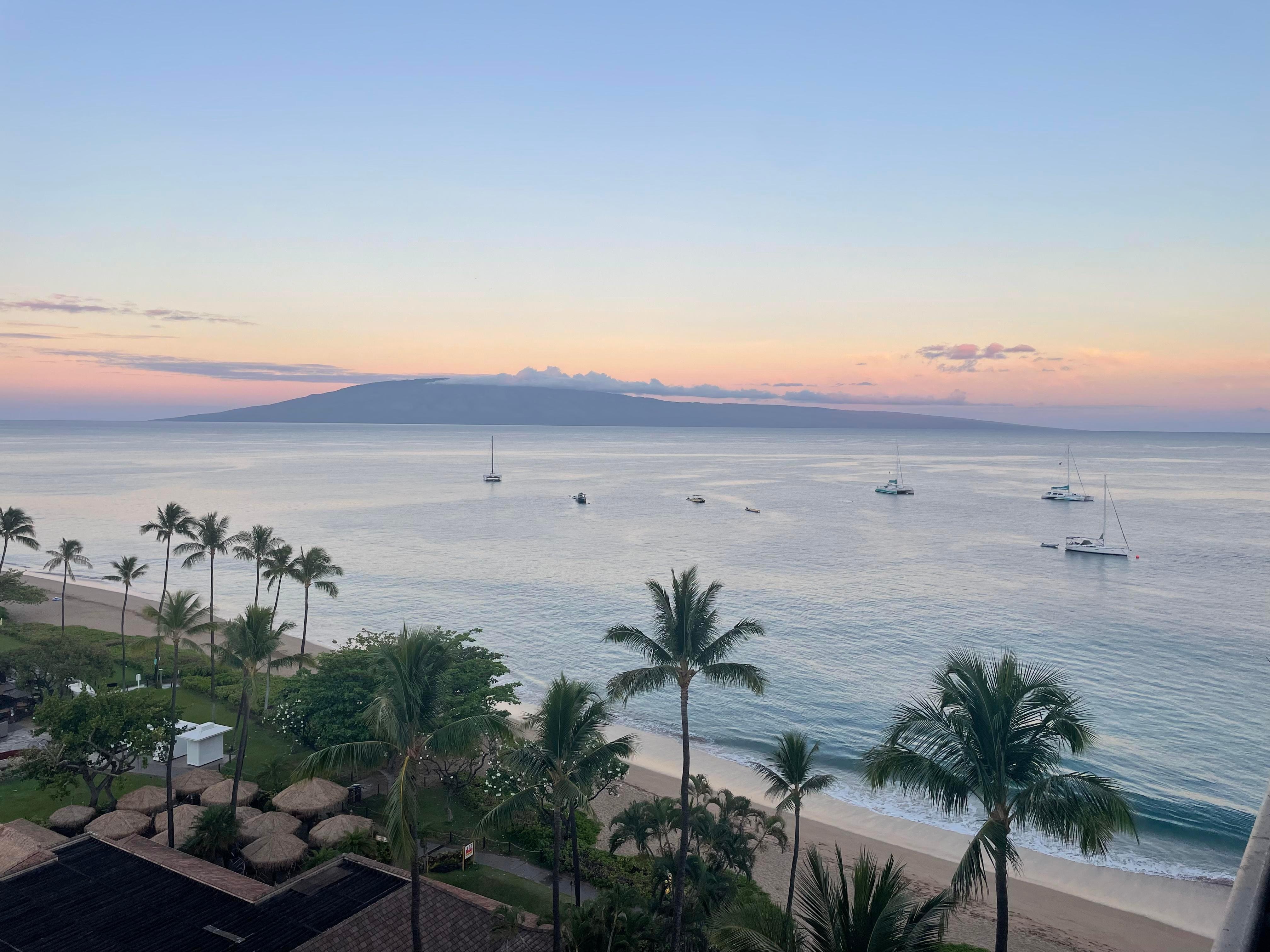 View from condo looking at ocean sunset