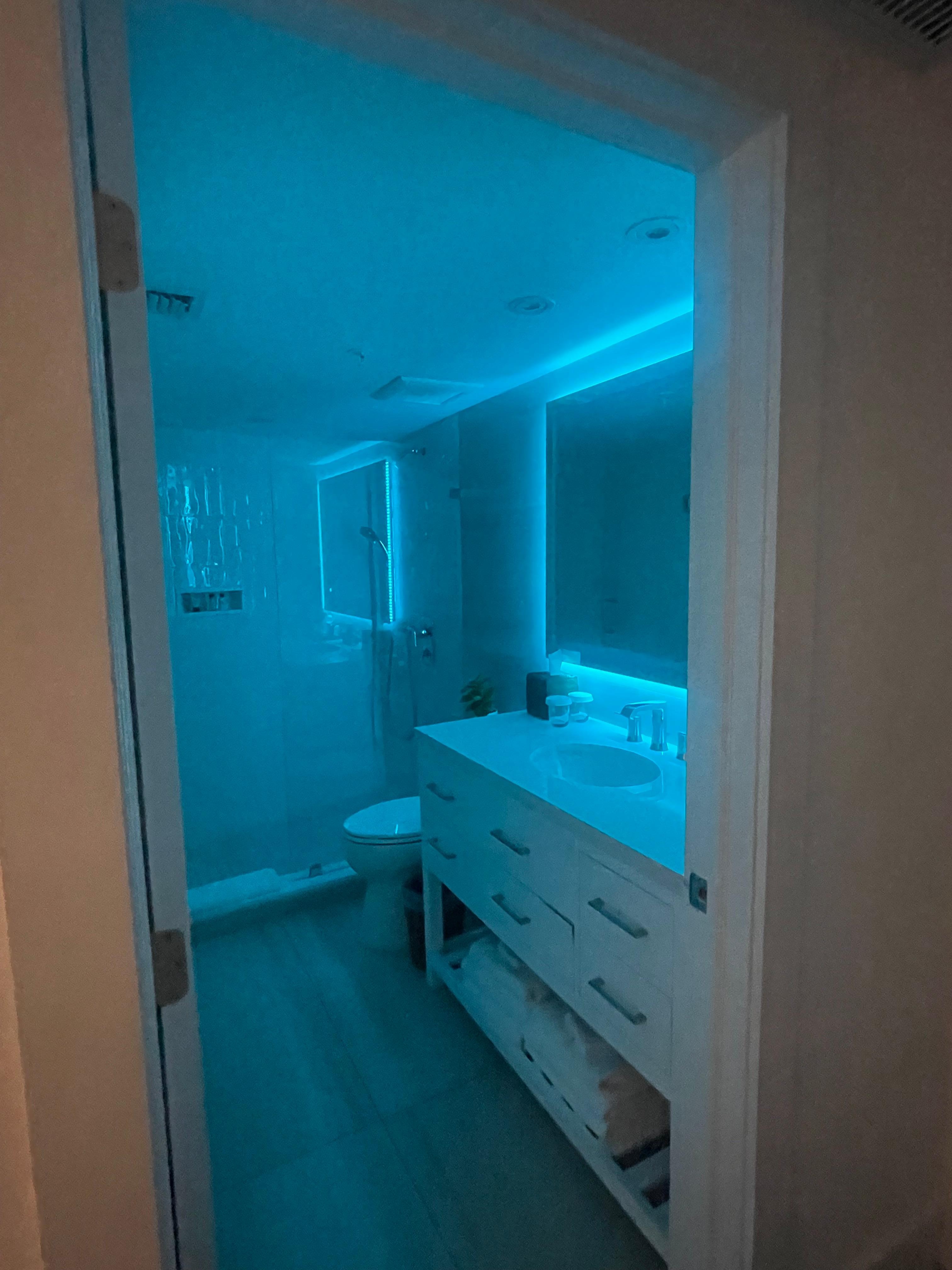 Restroom with different lighting options 