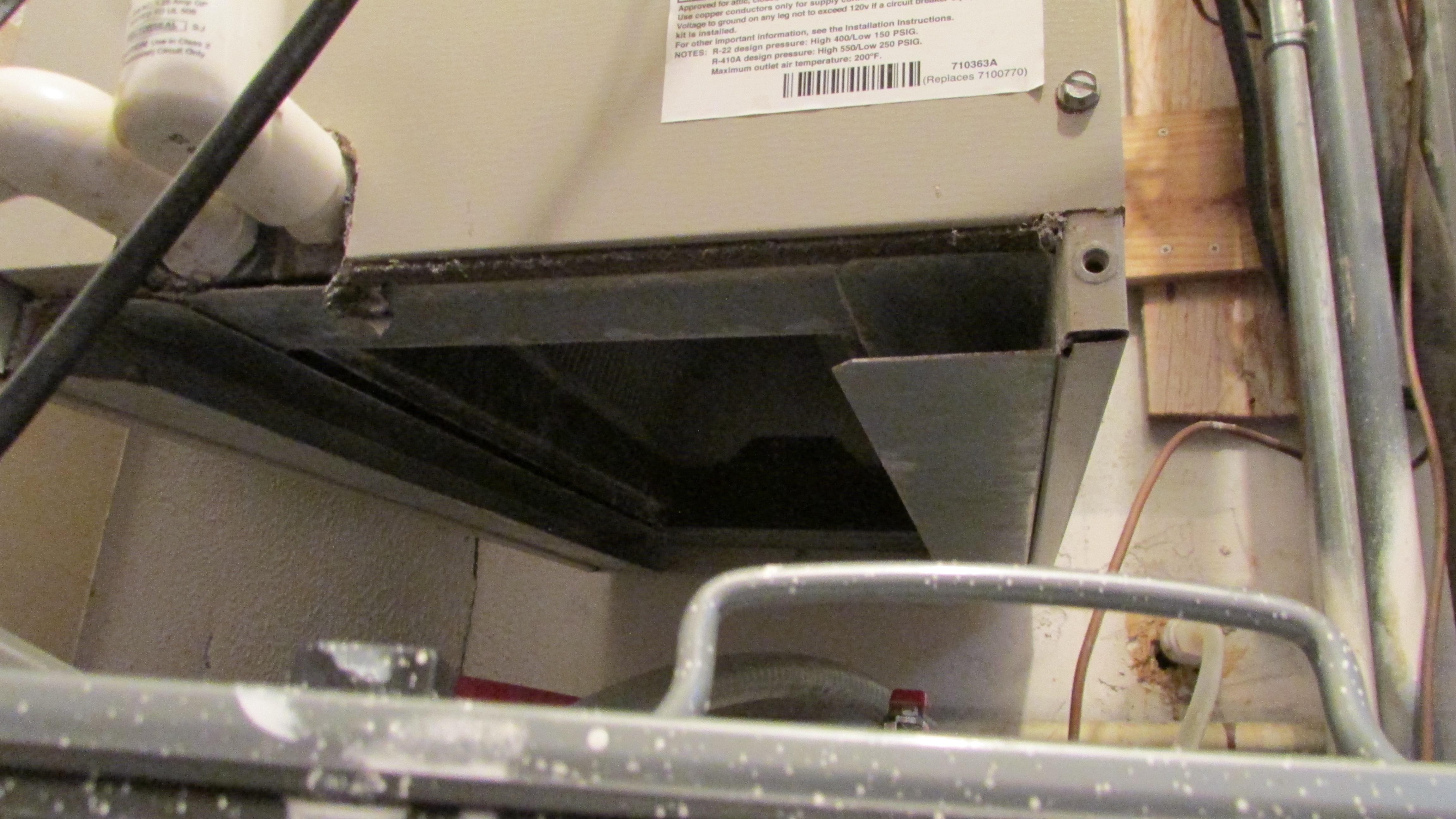 missing ductwork and no filters