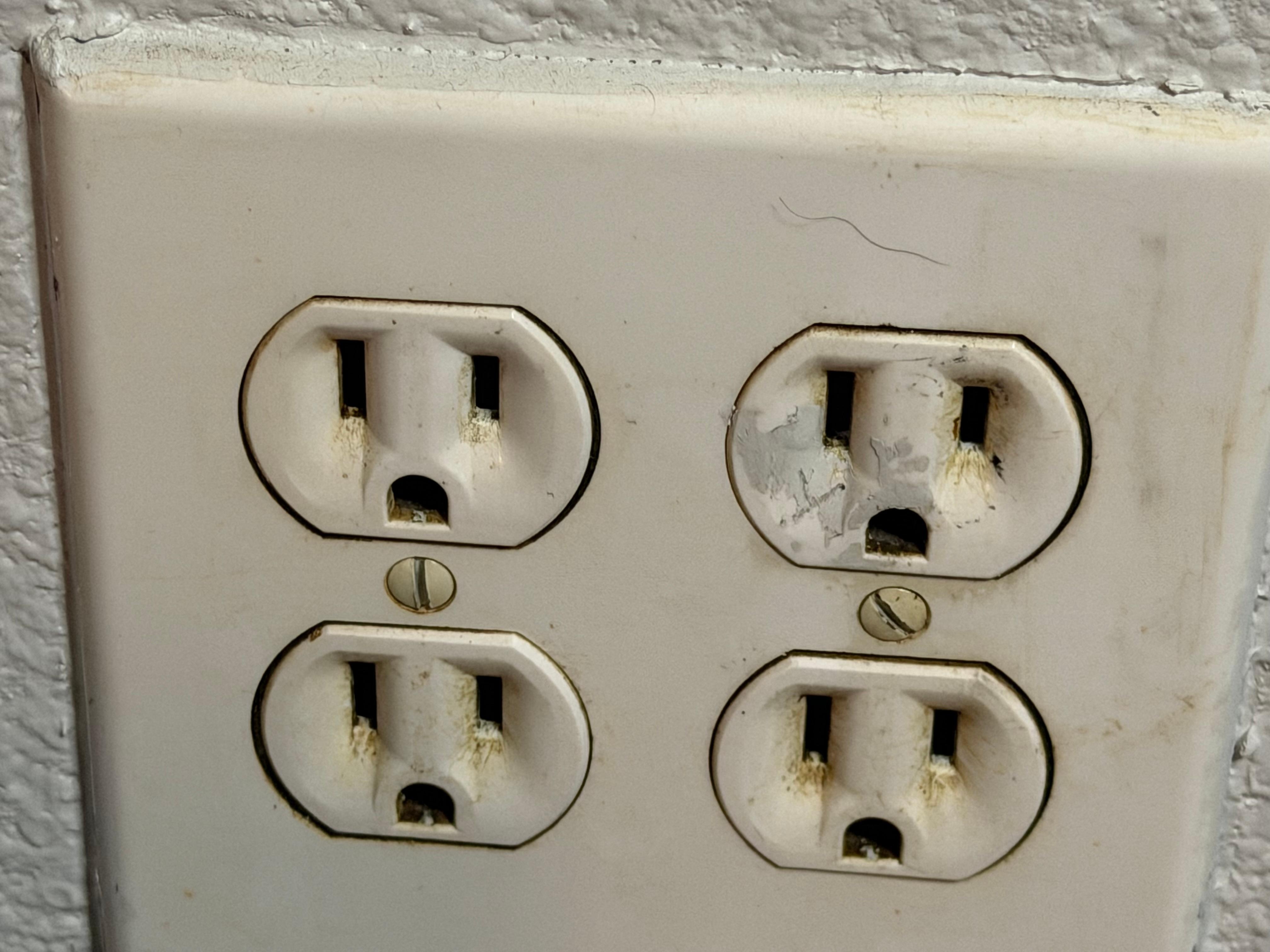 Dirt filled  wall socket