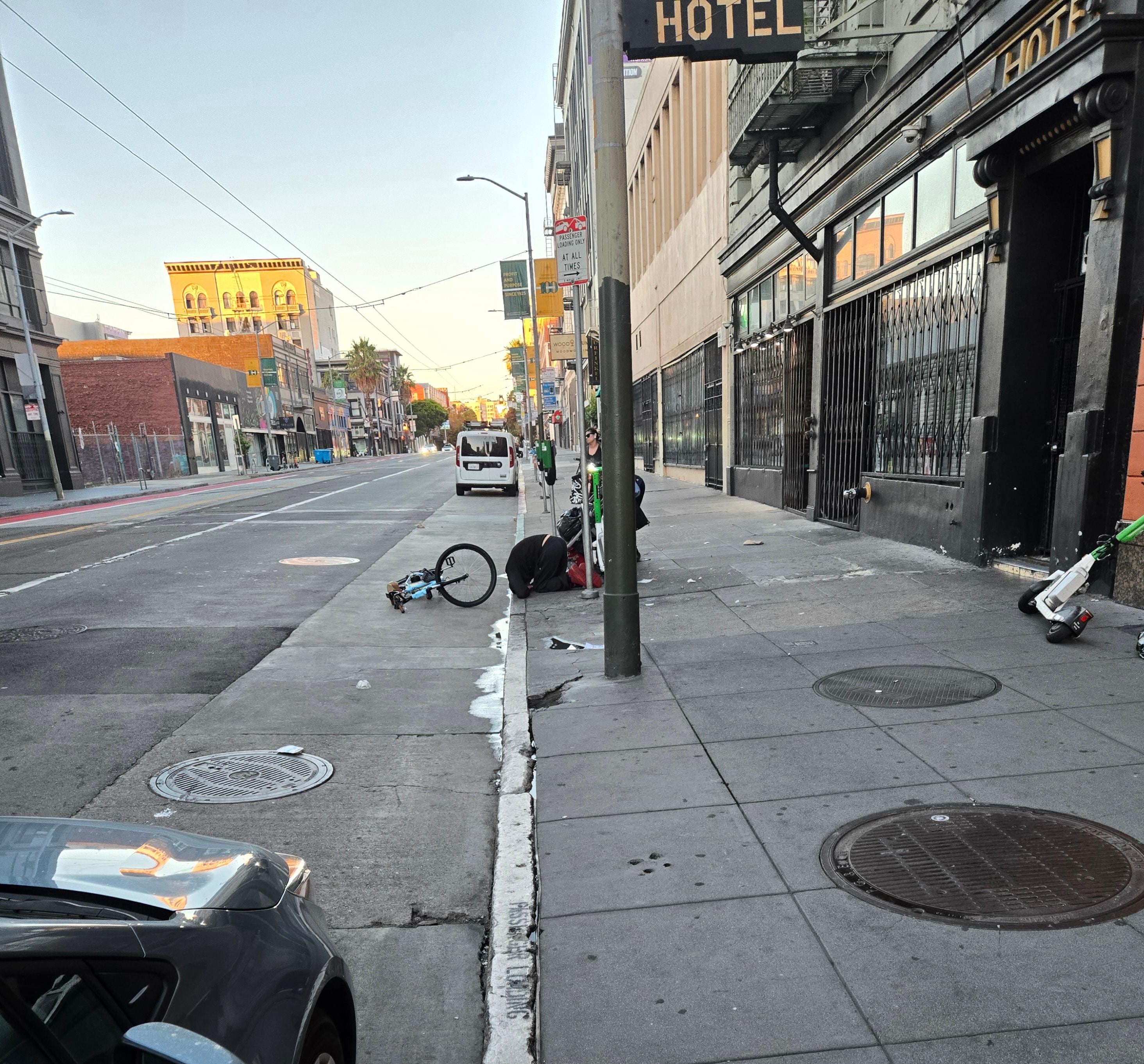 Right outside the hotel where our car was returned from valet parking 