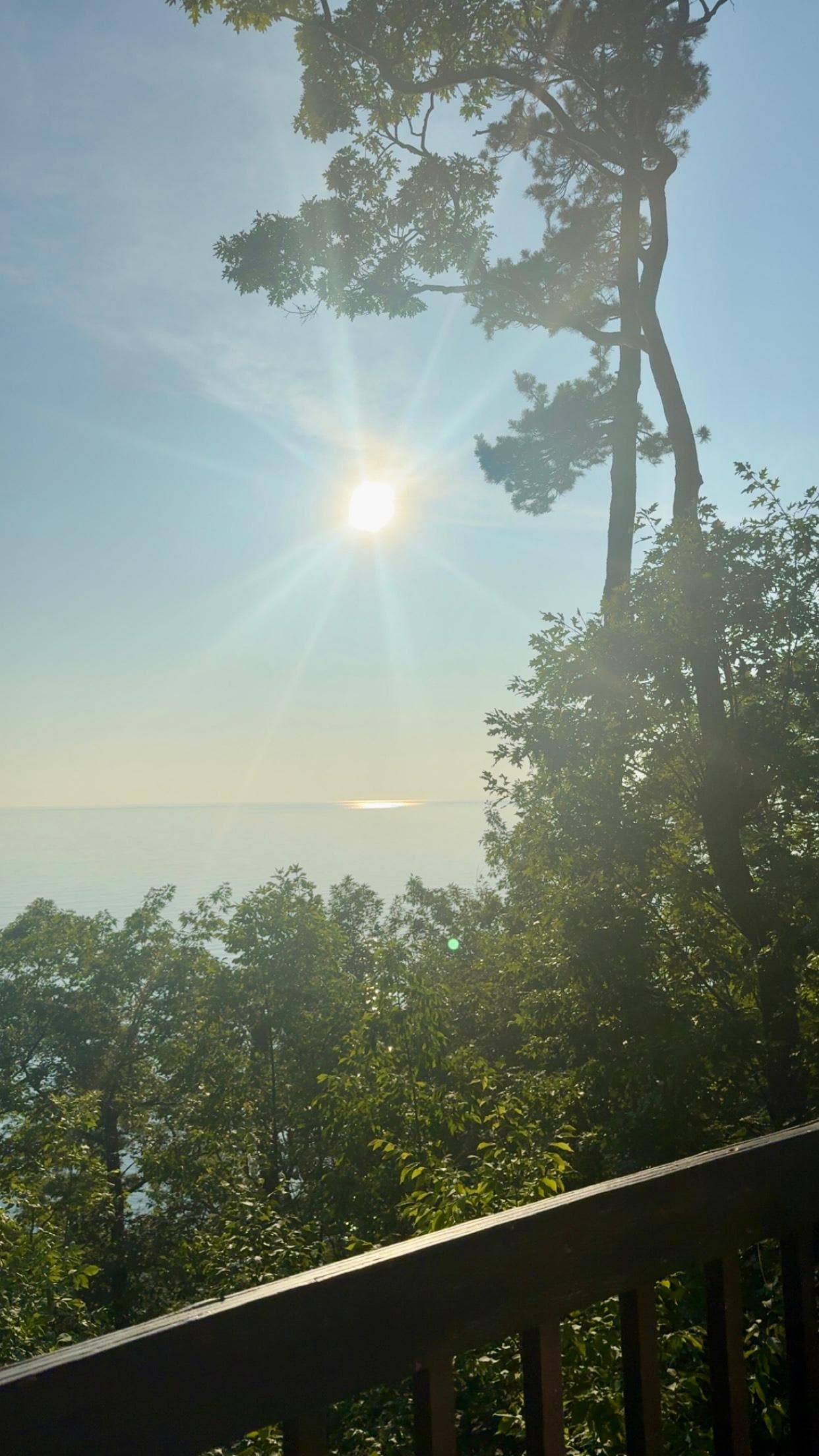 Morning sun stretching over Lake Michigan