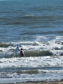Boogie boarding.