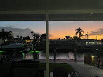 Sunsets from the patio facing the canal.
