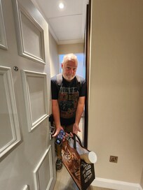 This was as far as the door into the room opens - it is against the wall and bathroom door. Had to squeeze through sideways.