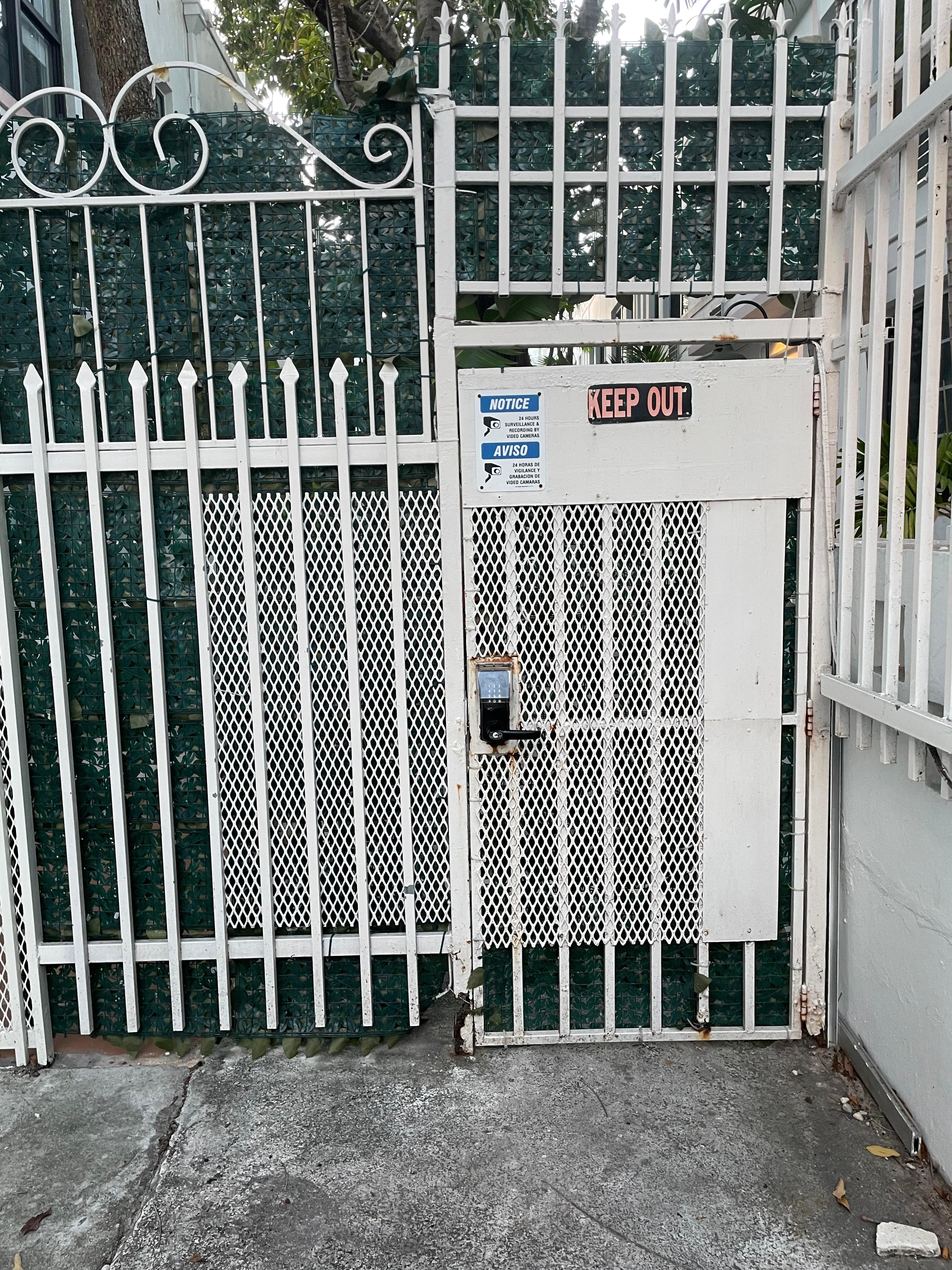 Rear door doesnt lock. This door leads to court way. person can still get inside of villas although the front doors to the villas has a code on them after 8pm. 