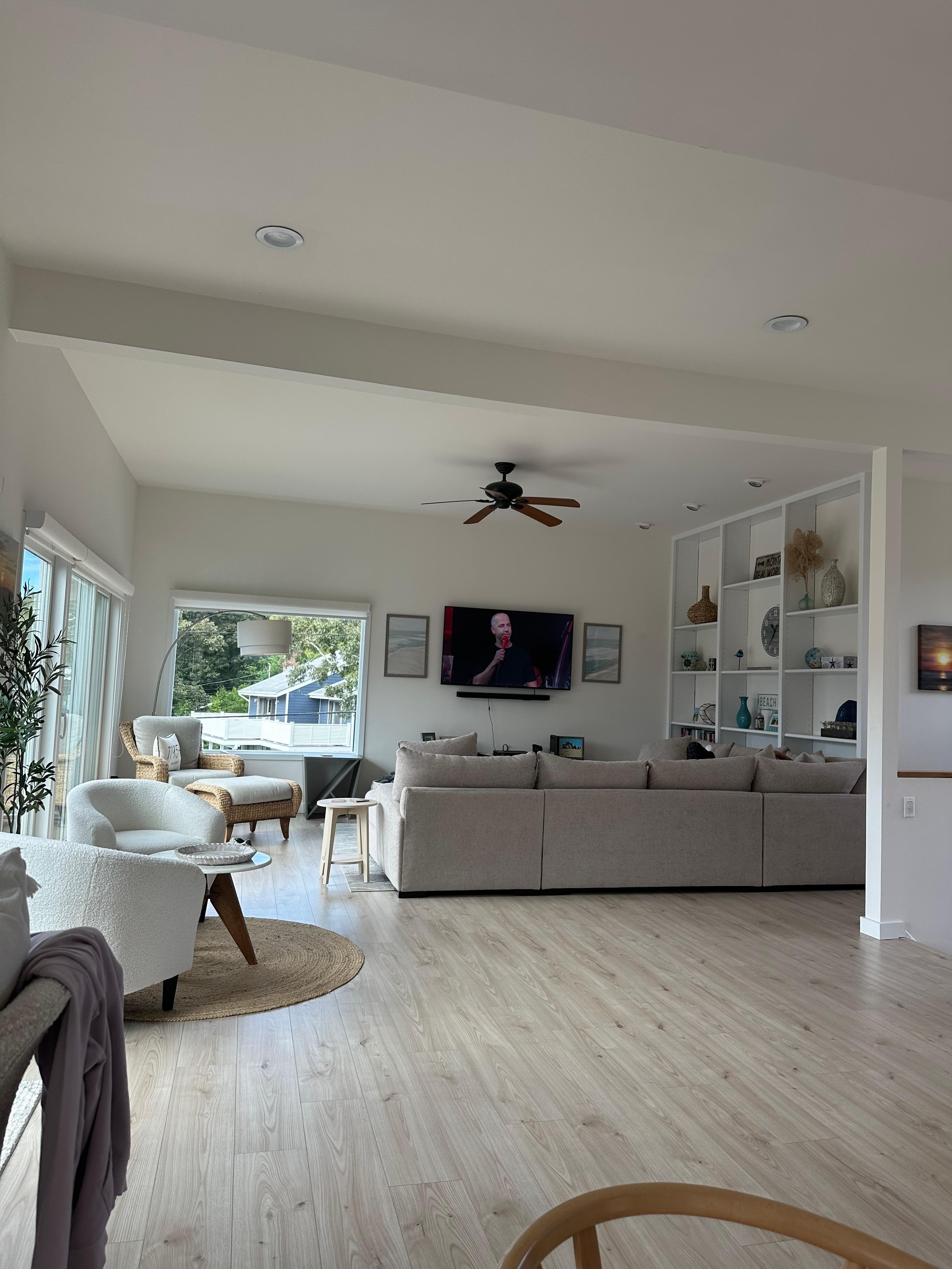 Open floor plan kitchen to family room . Loved it 