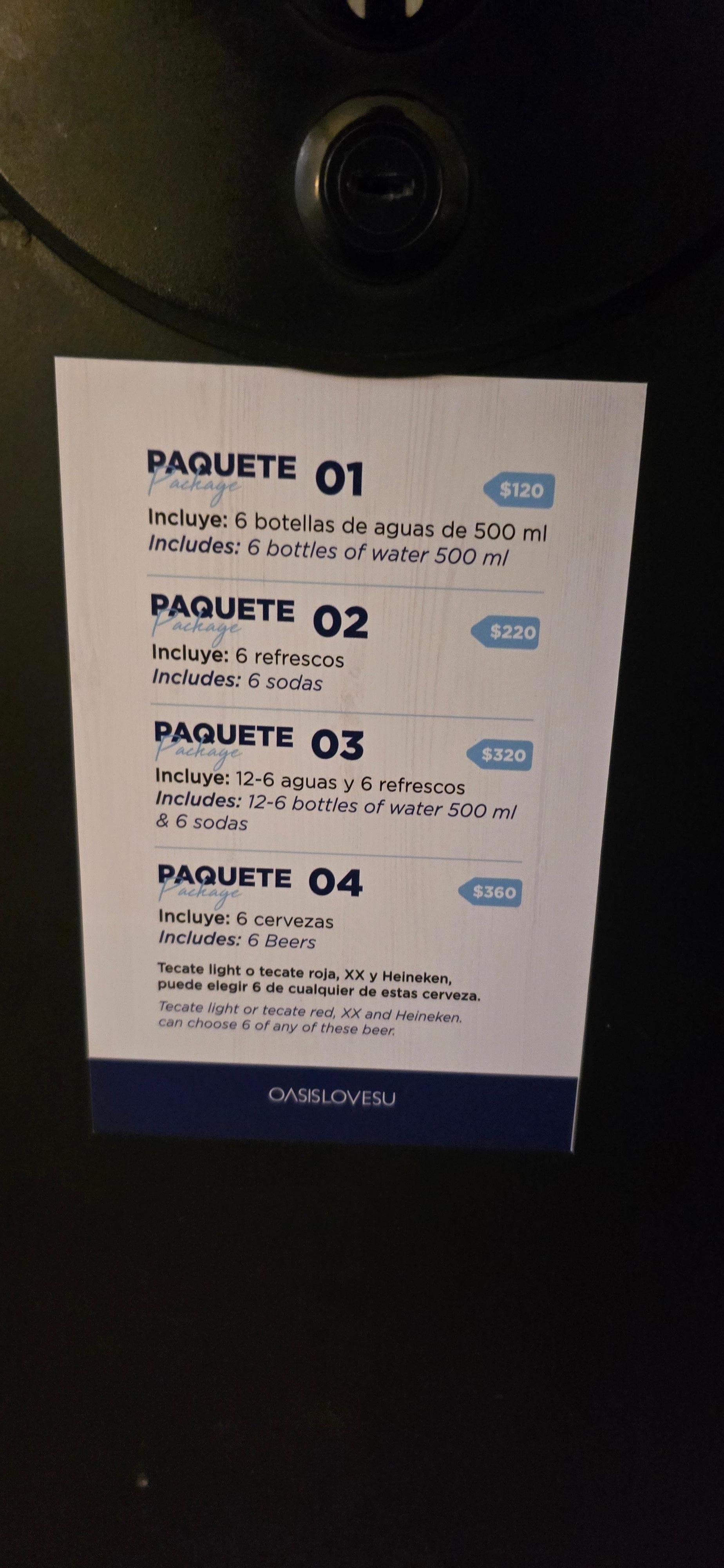 I show proof that they charge for water or, something you want to drink, that goes in the fridge. 