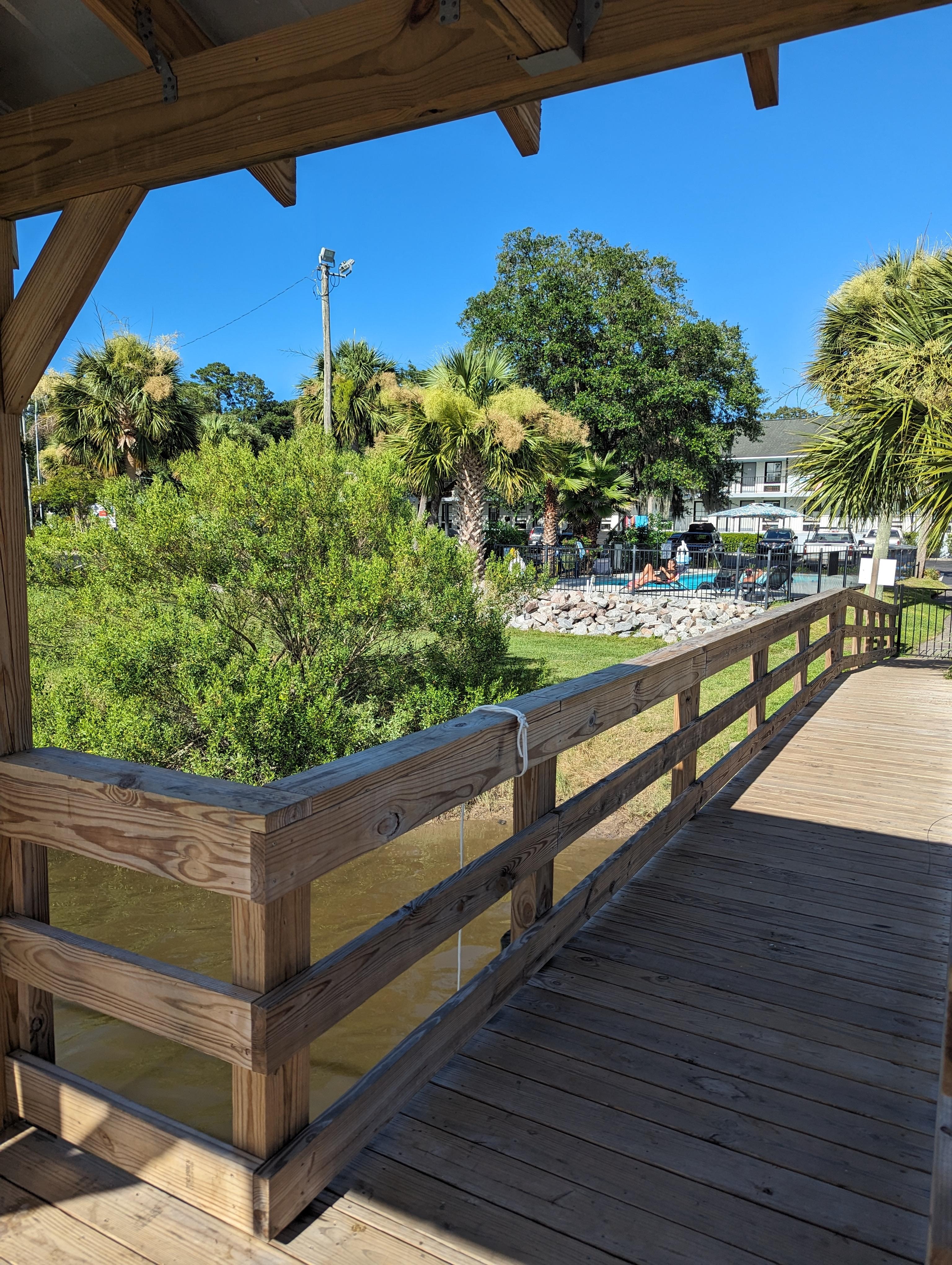 Looking towards building from dock