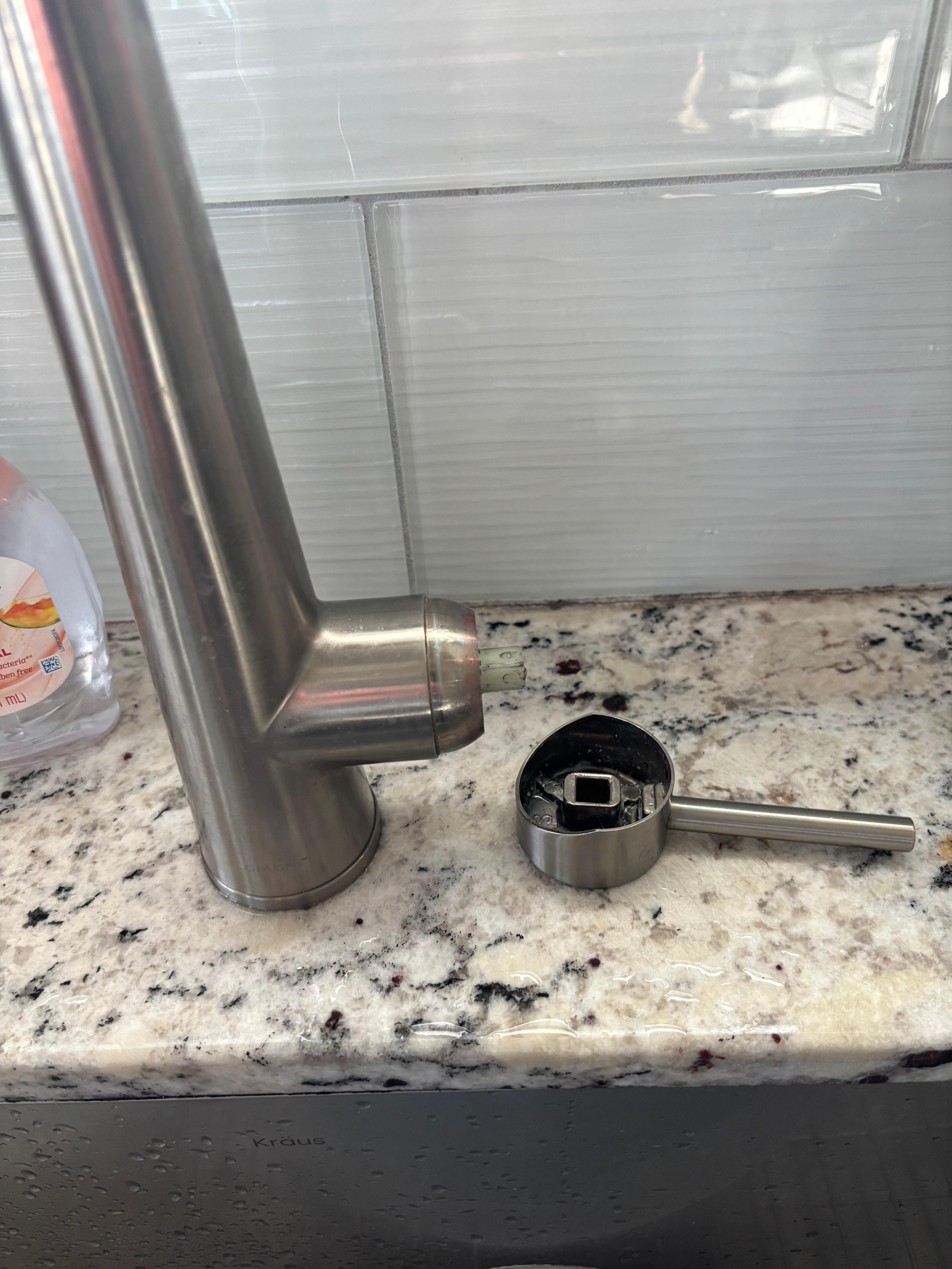 Kitchen faucet handle is off 