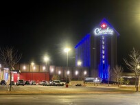 Hotel from parking lot at night