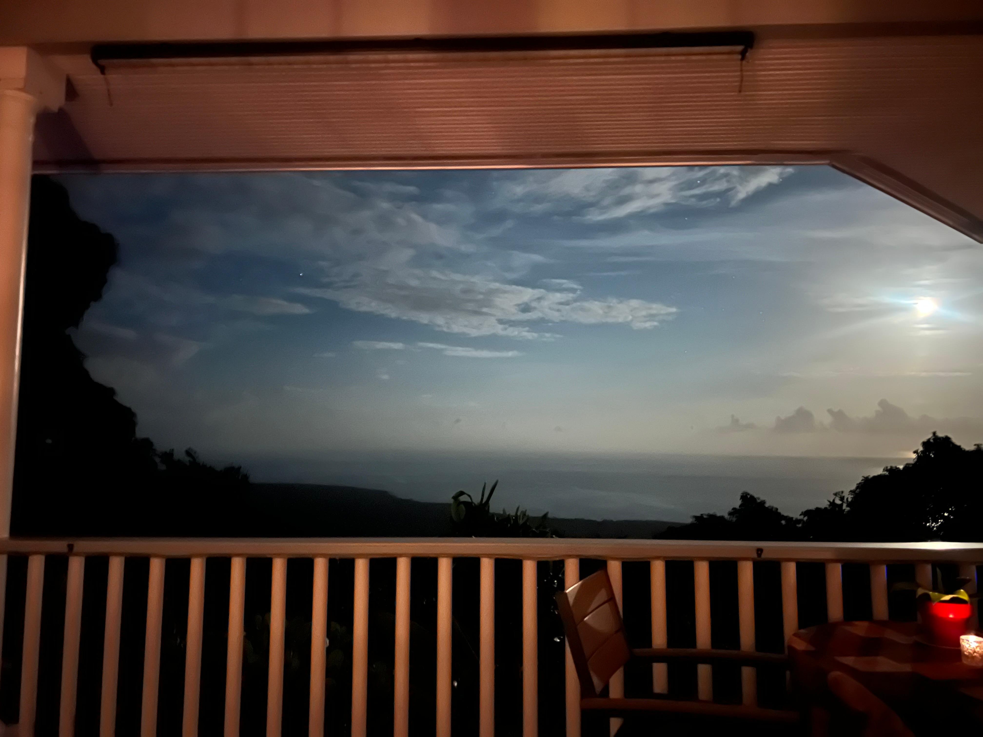 Porch view at night.