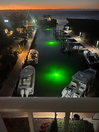 Harbor outside our balcony at night