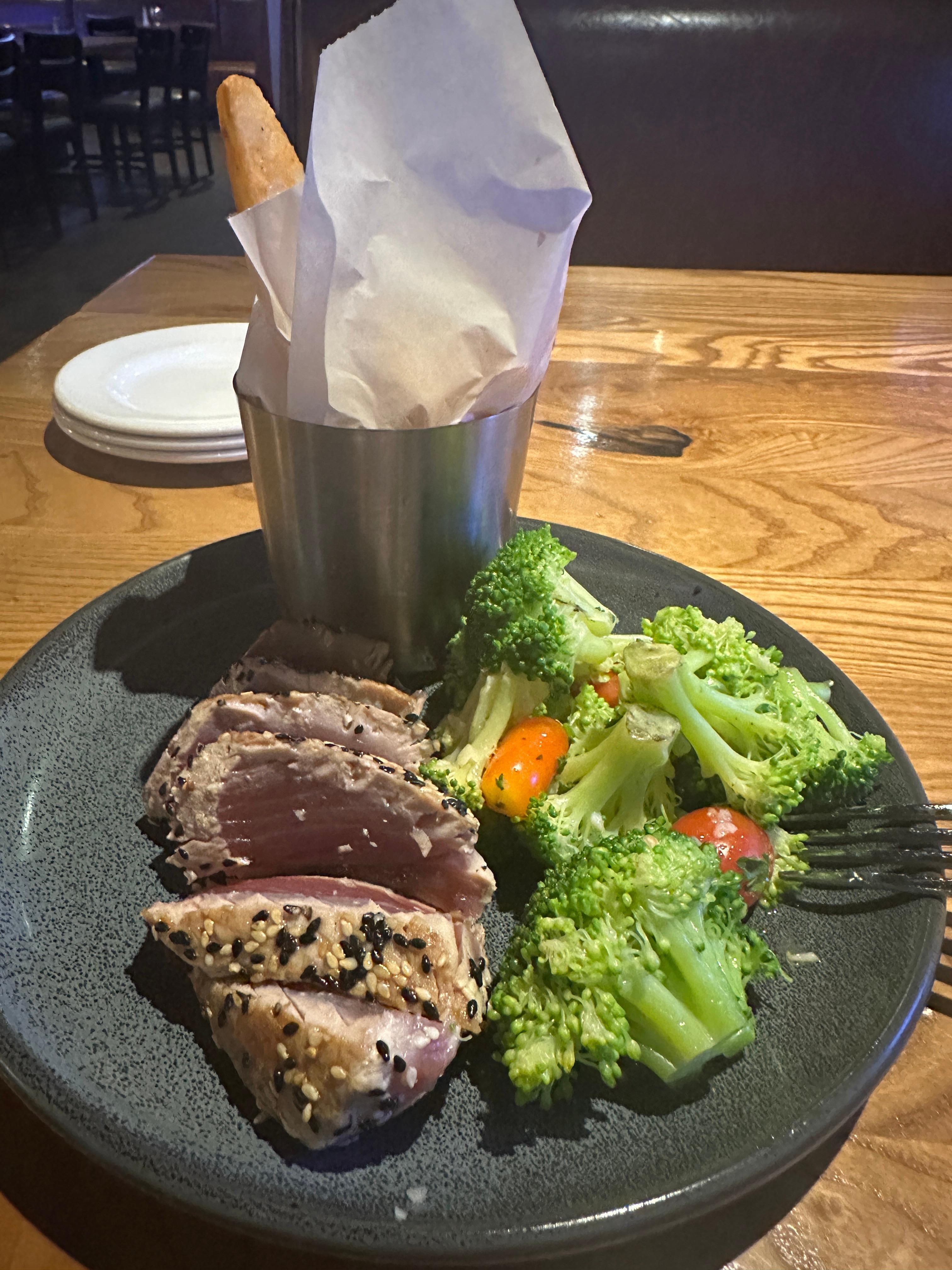 Seared Ahi and chips
