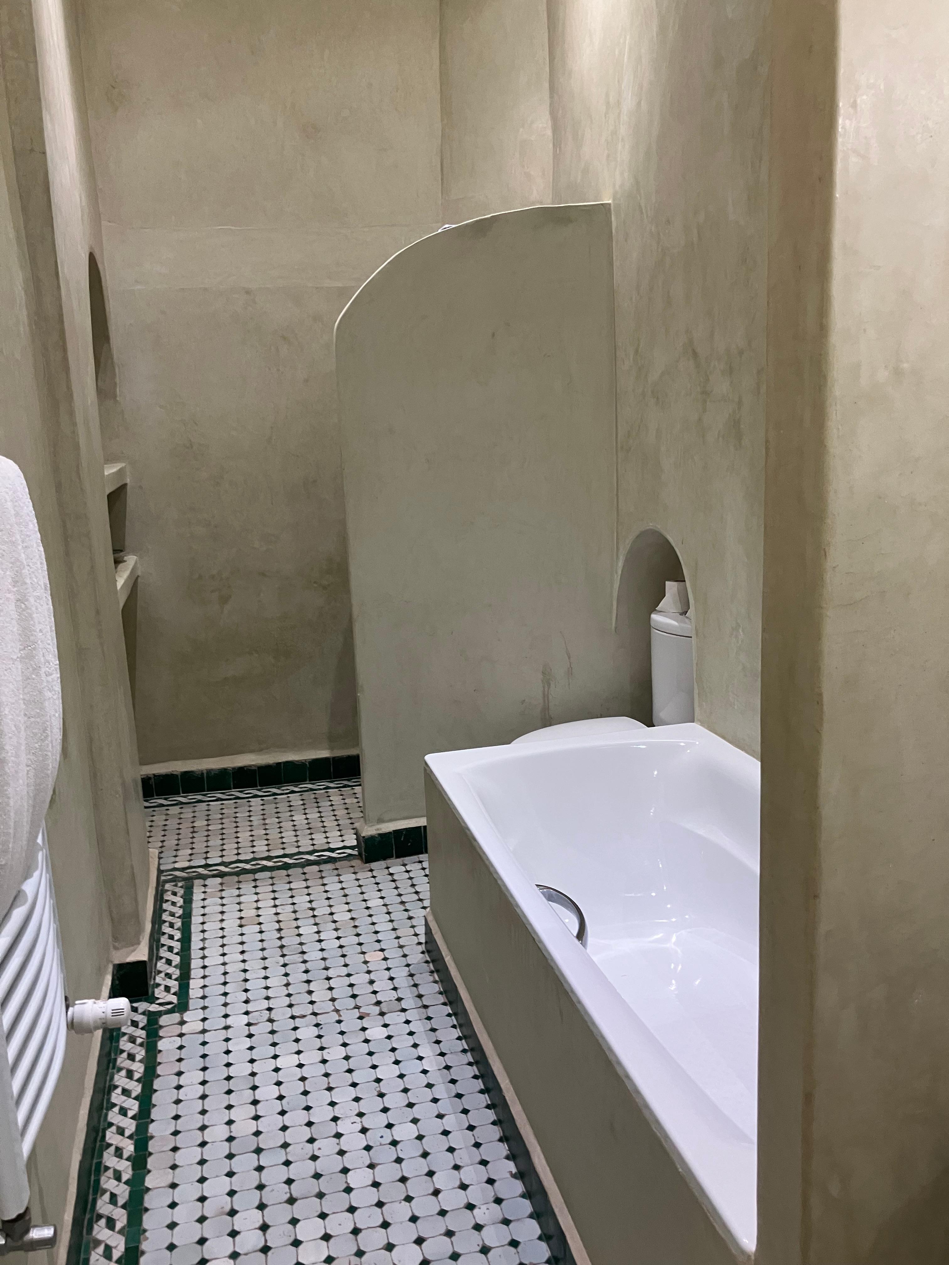 Large, very clean bathroom.