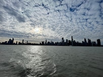 Chicago Skyline from Shoreline Sightseeing Boat at Navy Pier.