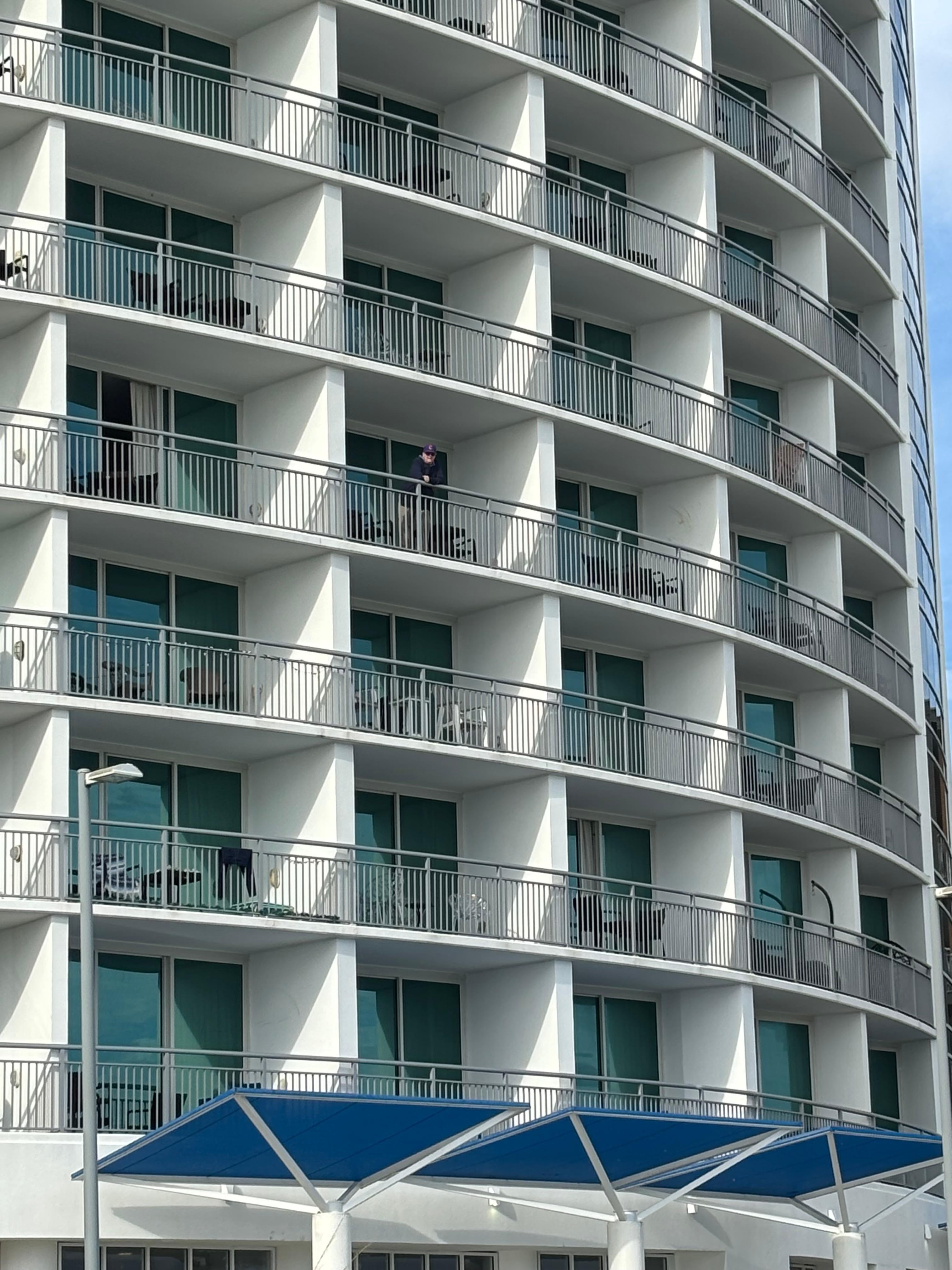 Hubby on balcony
