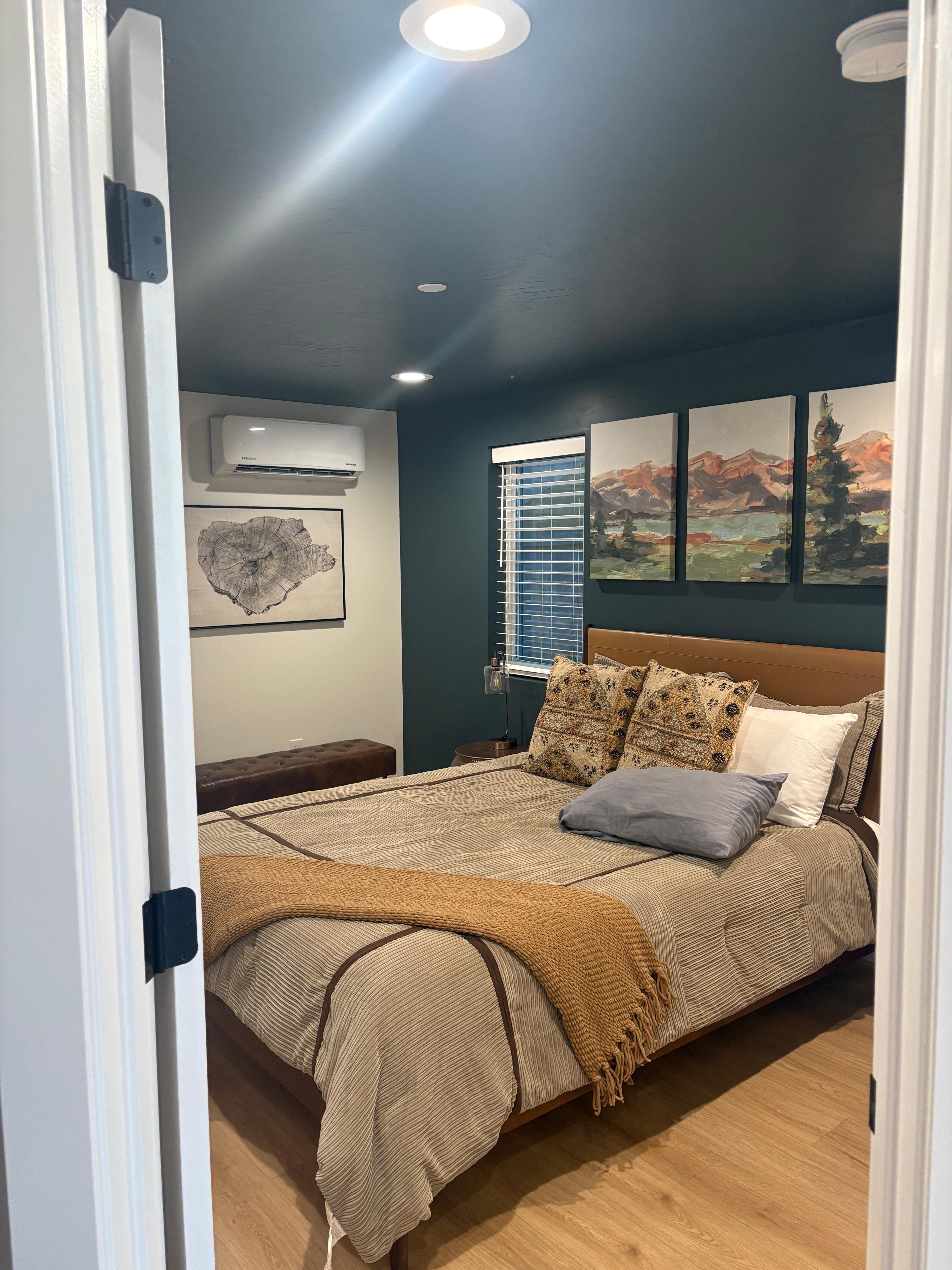 This was the bed downstairs. Loft upstairs had 3 twin size beds for kids. We slept great! 