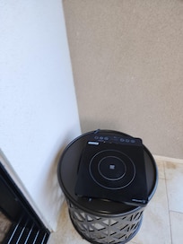 Hot plate had to be used outside to avoid smoke detector activation.