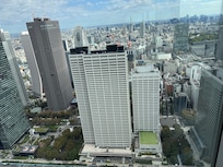 View of the Keio Plaza Hotel from the observatory (no admission charge) at the Tokyo Metropolitan Government building that is across the street.