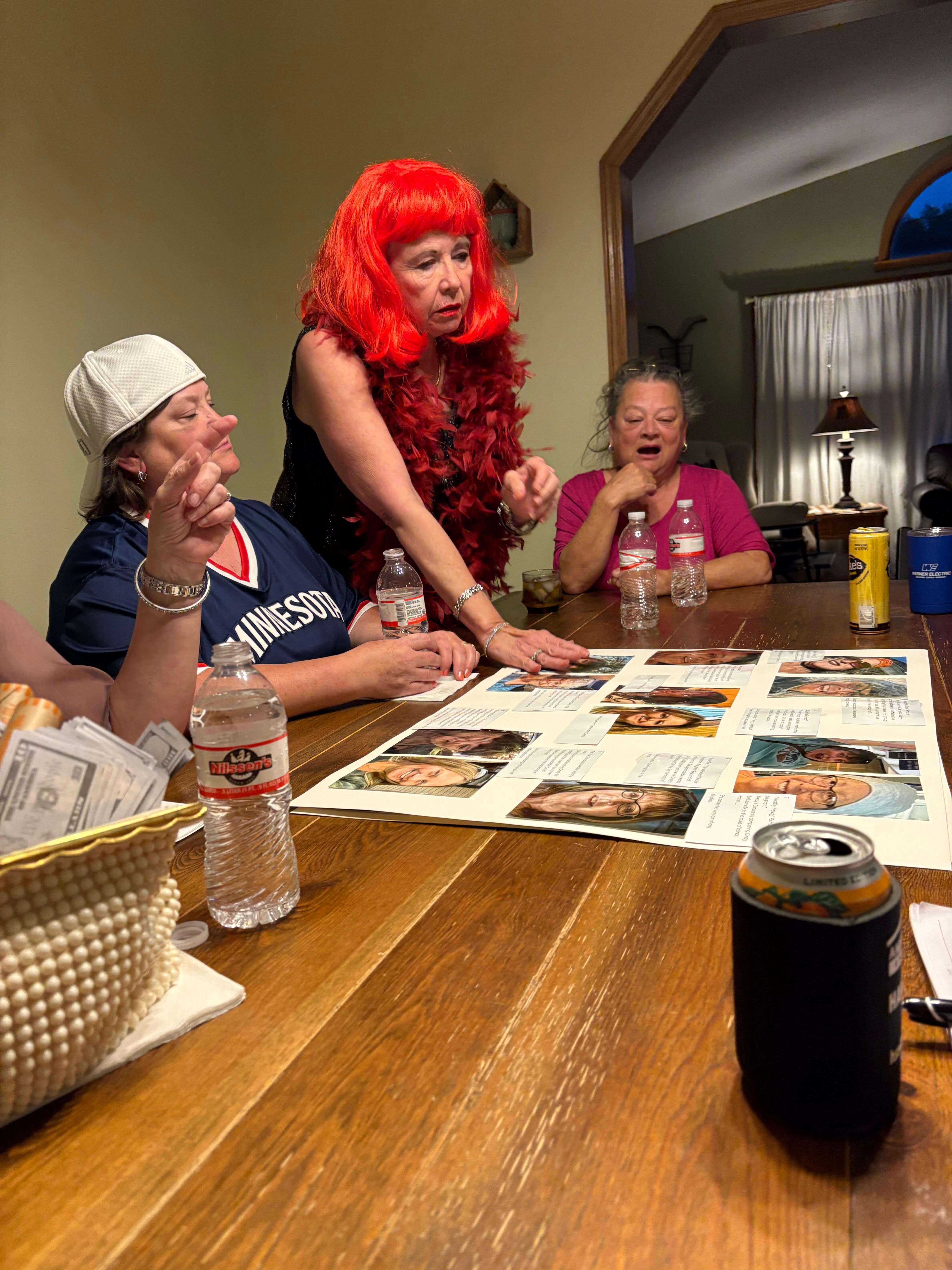 Murder Mystery played at large dining room table.
