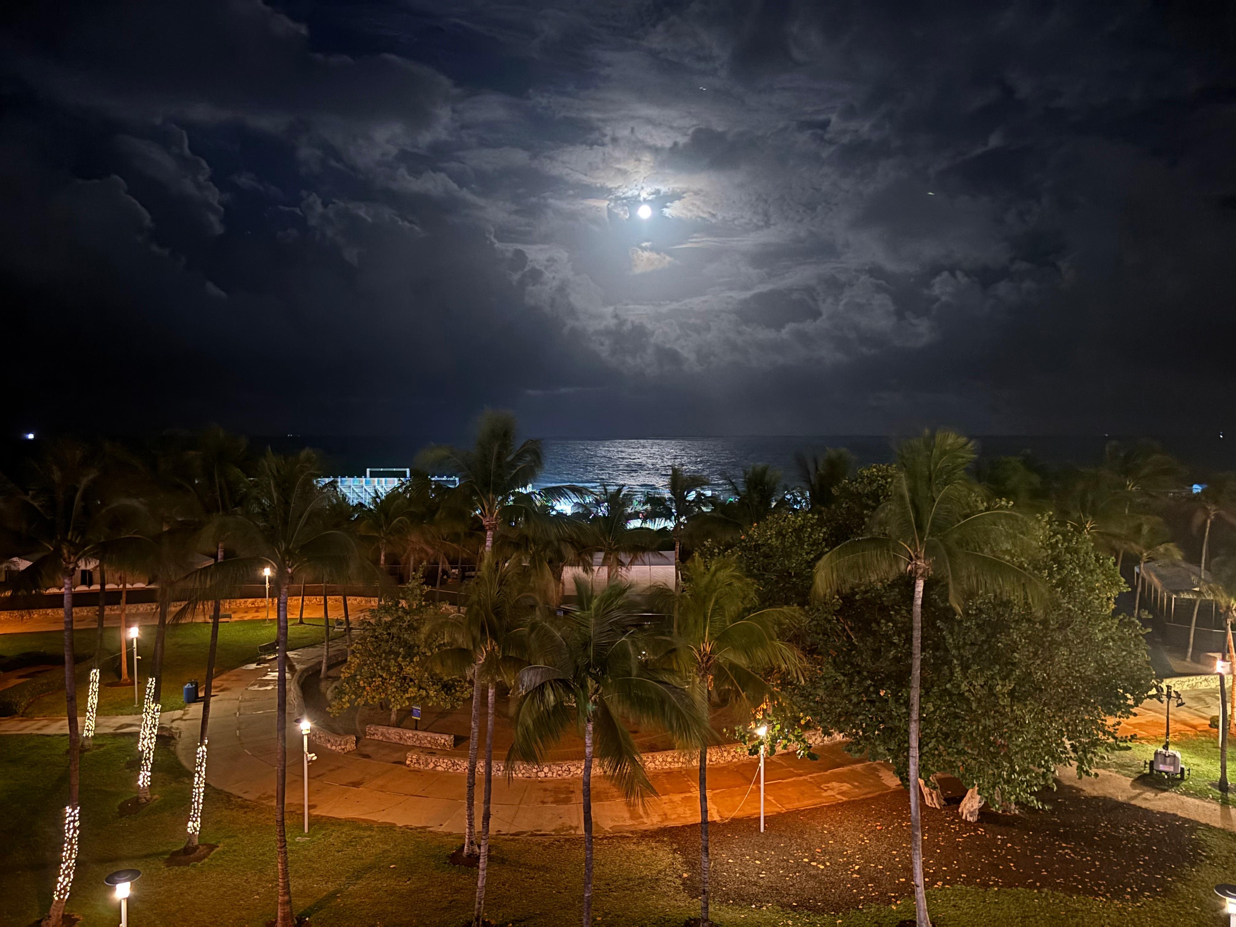 Moonlight view from our balcony. 