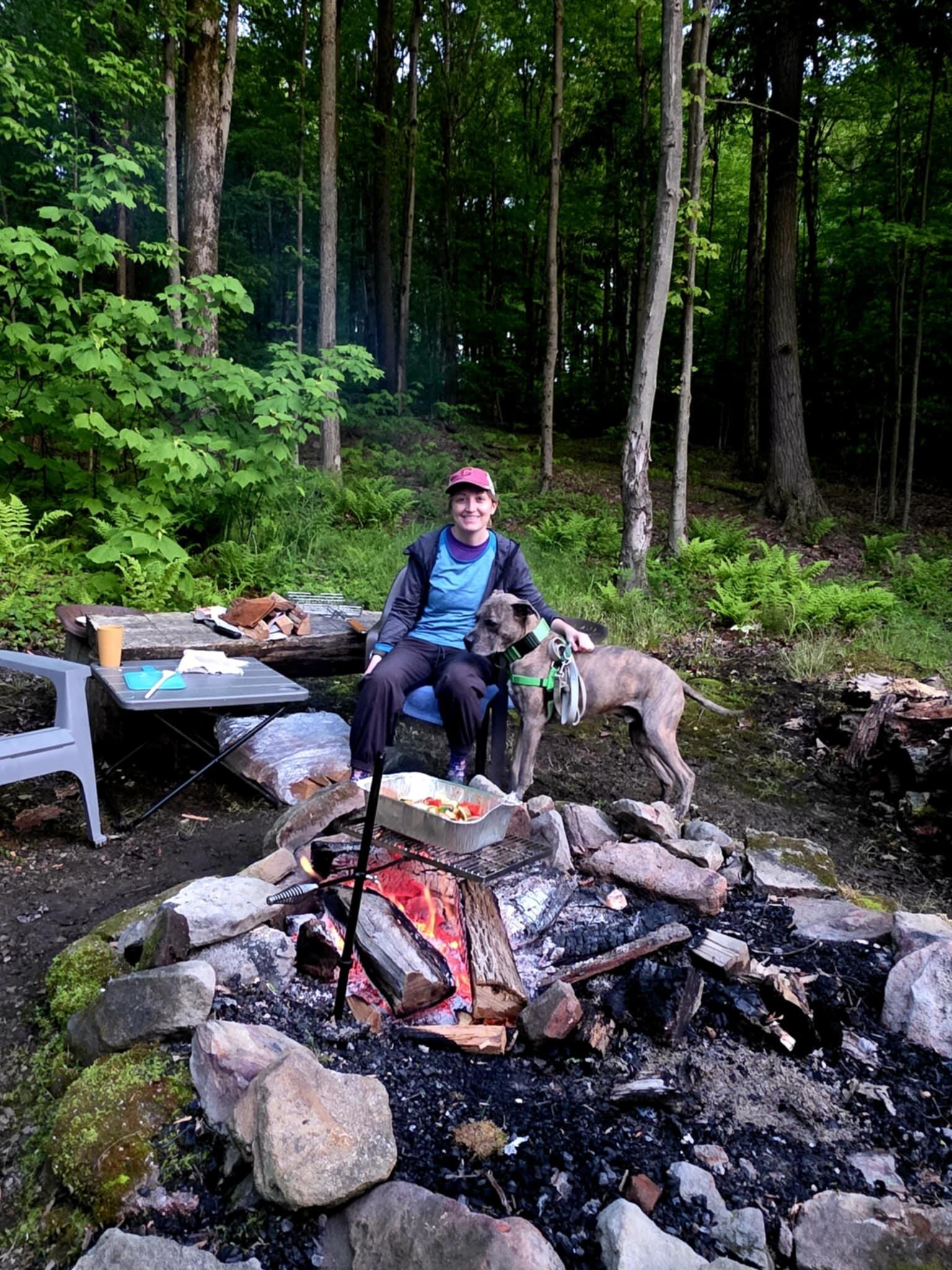 Enjoying an evening cooking dinner at the fire pit!